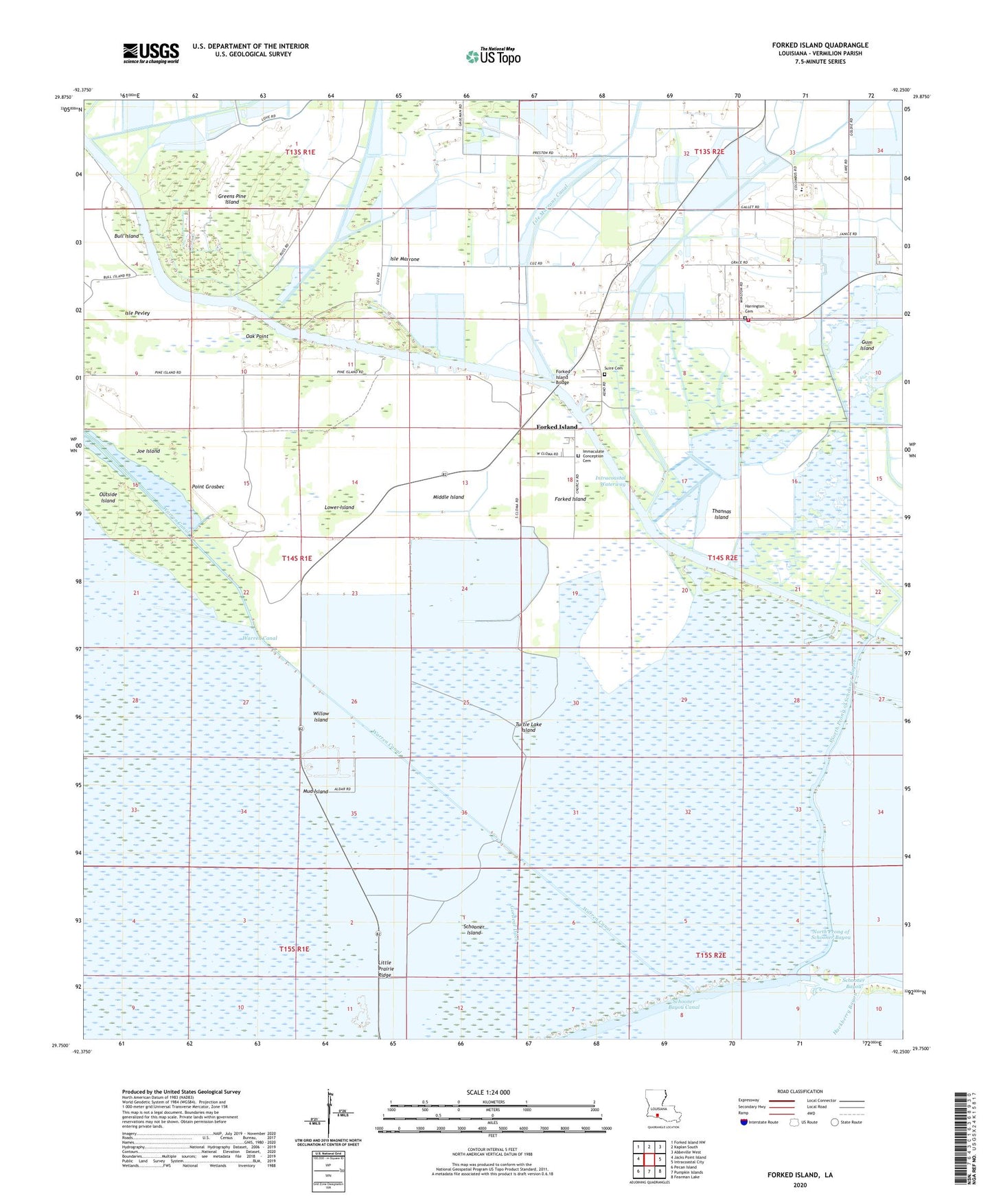 Forked Island Louisiana US Topo Map Image