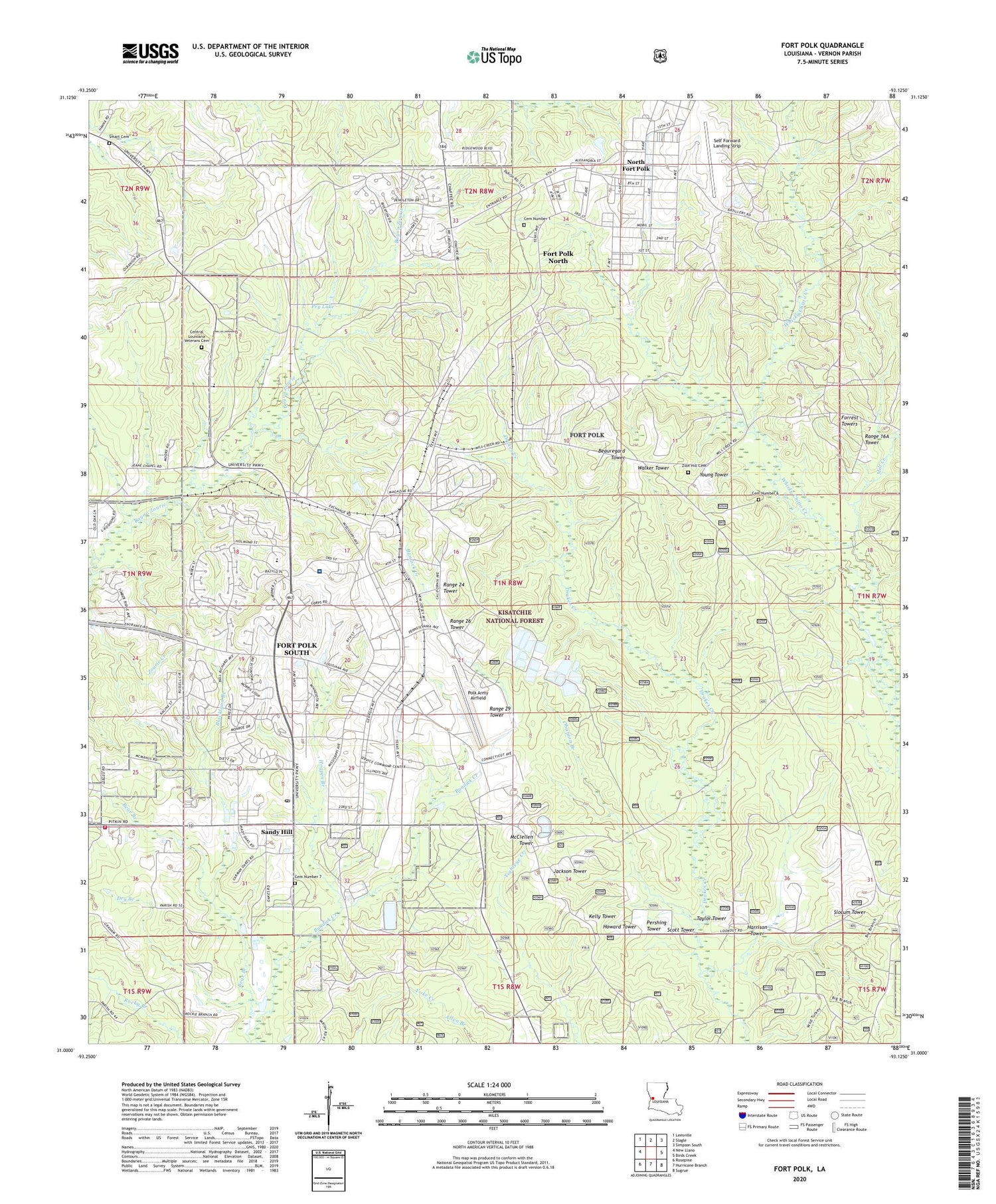 Fort Polk Louisiana US Topo Map Image