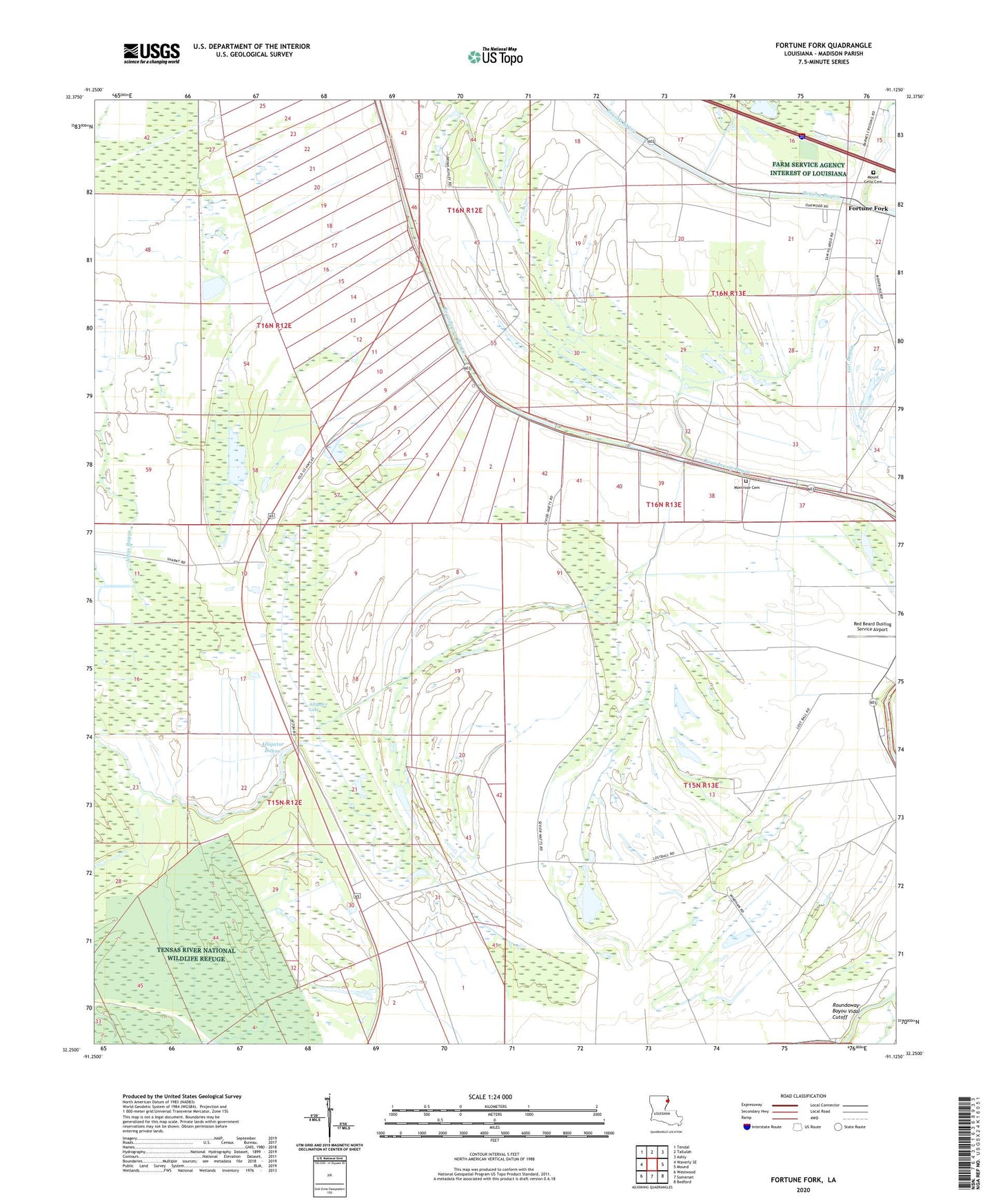 Fortune Fork Louisiana US Topo Map Image