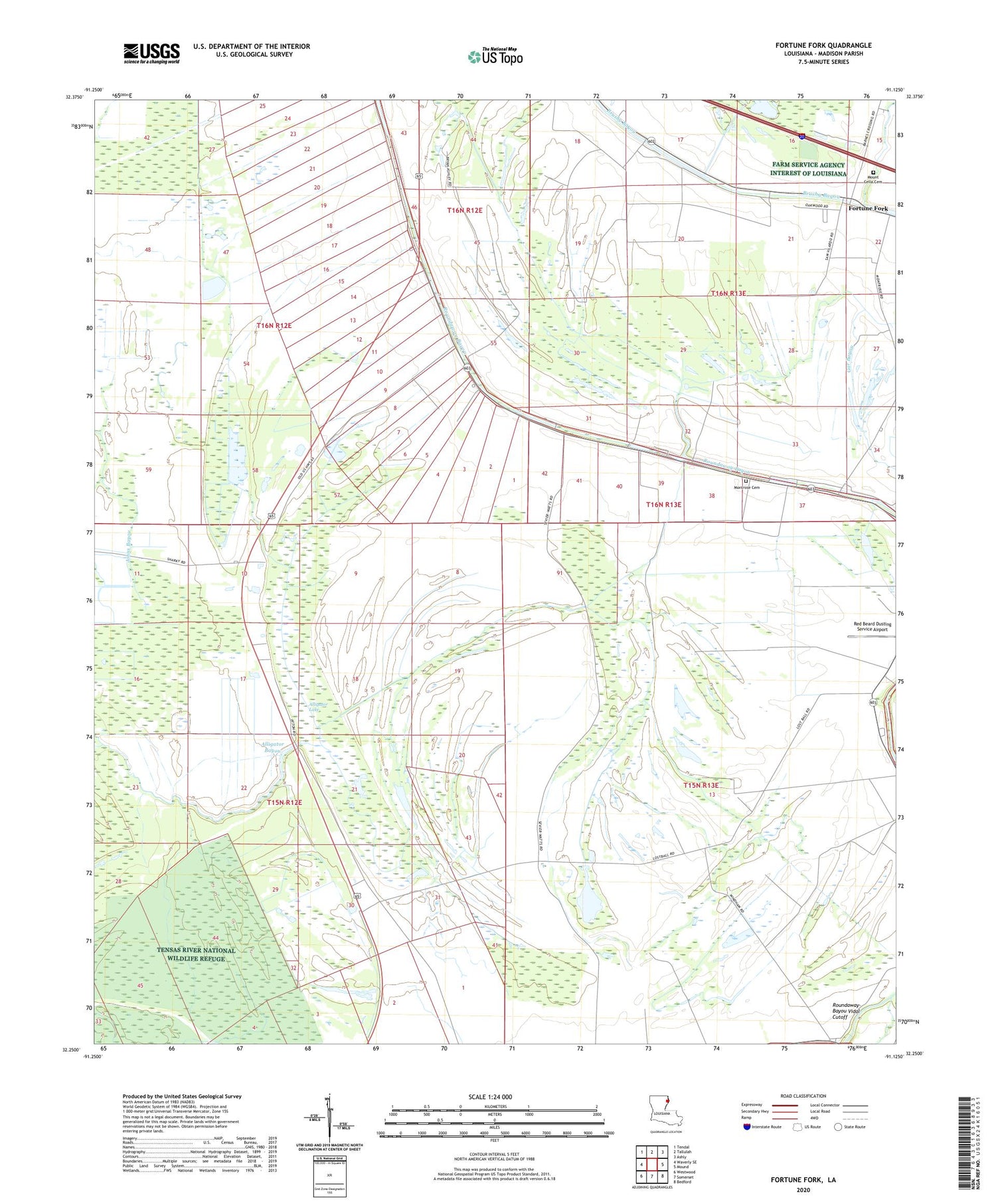 Fortune Fork Louisiana US Topo Map Image