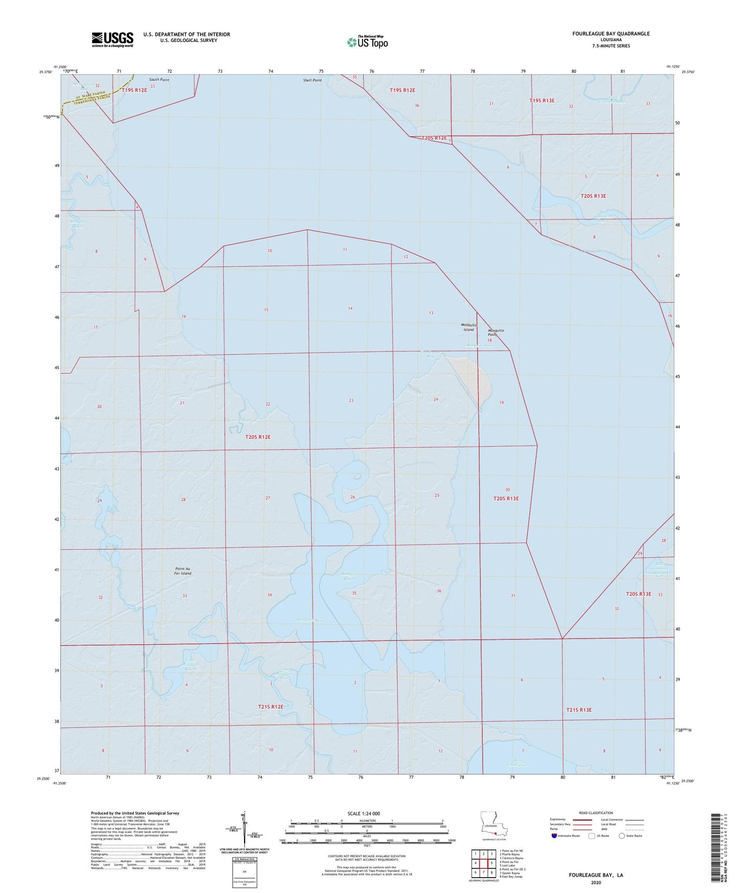 Fourleague Bay Louisiana US Topo Map Image
