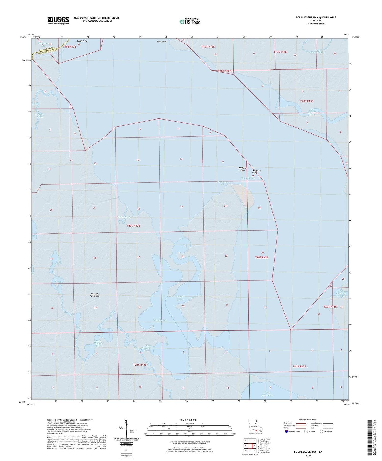 Fourleague Bay Louisiana US Topo Map Image
