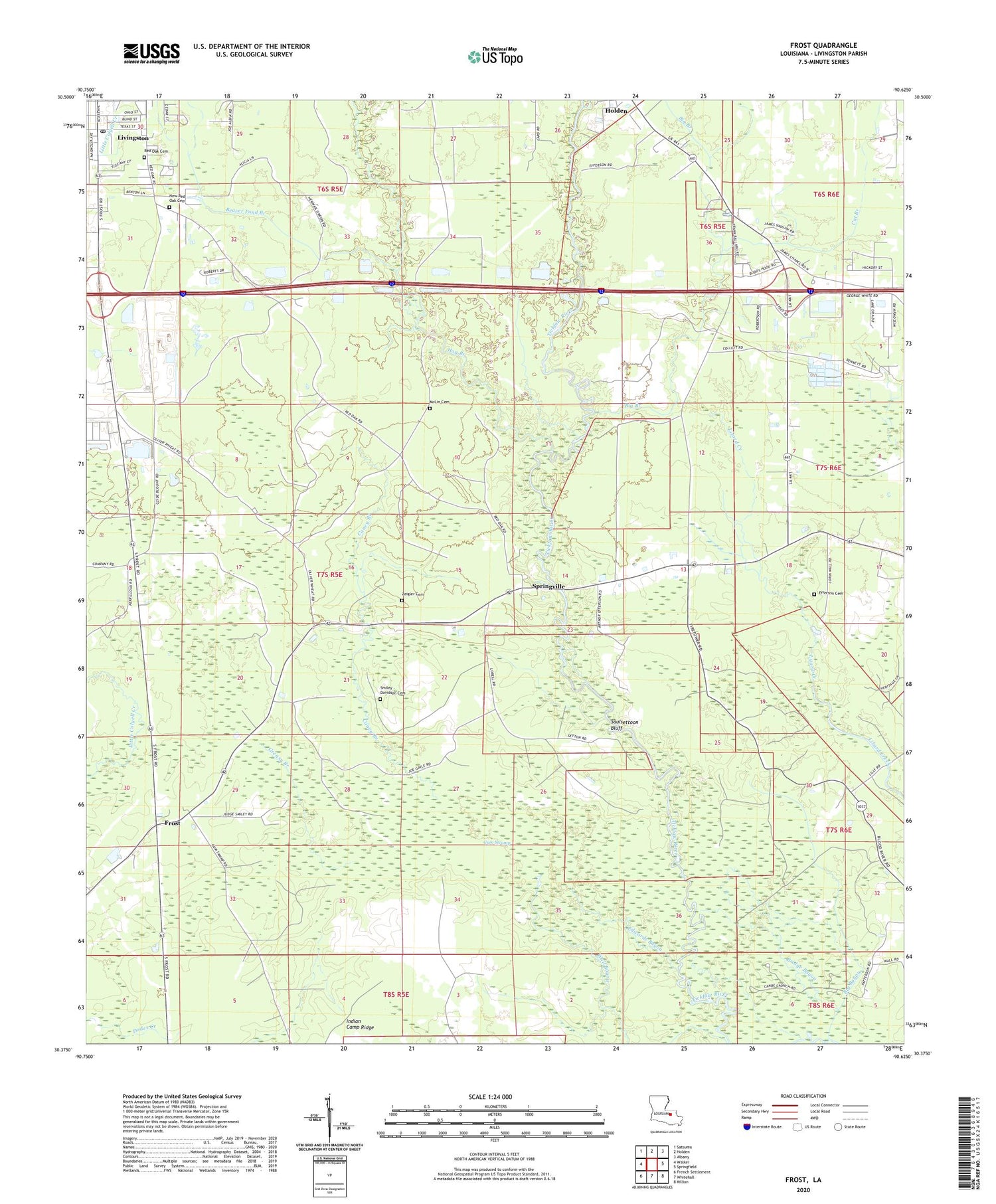 Frost Louisiana US Topo Map Image