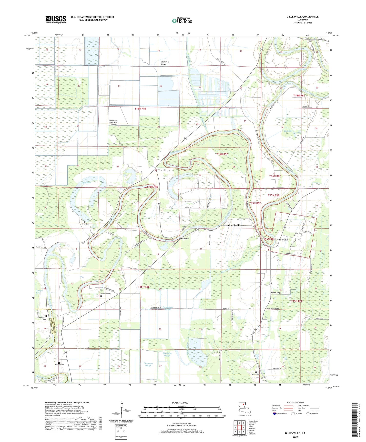 Gilleyville Louisiana US Topo Map Image