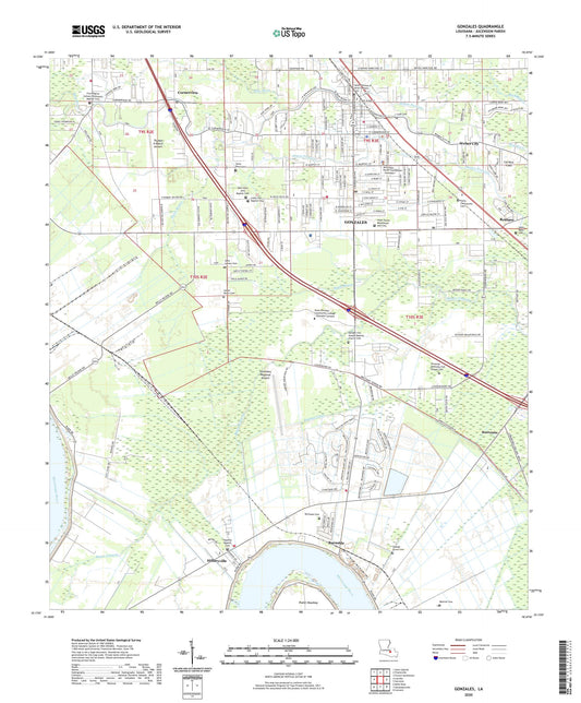Gonzales Louisiana US Topo Map Image