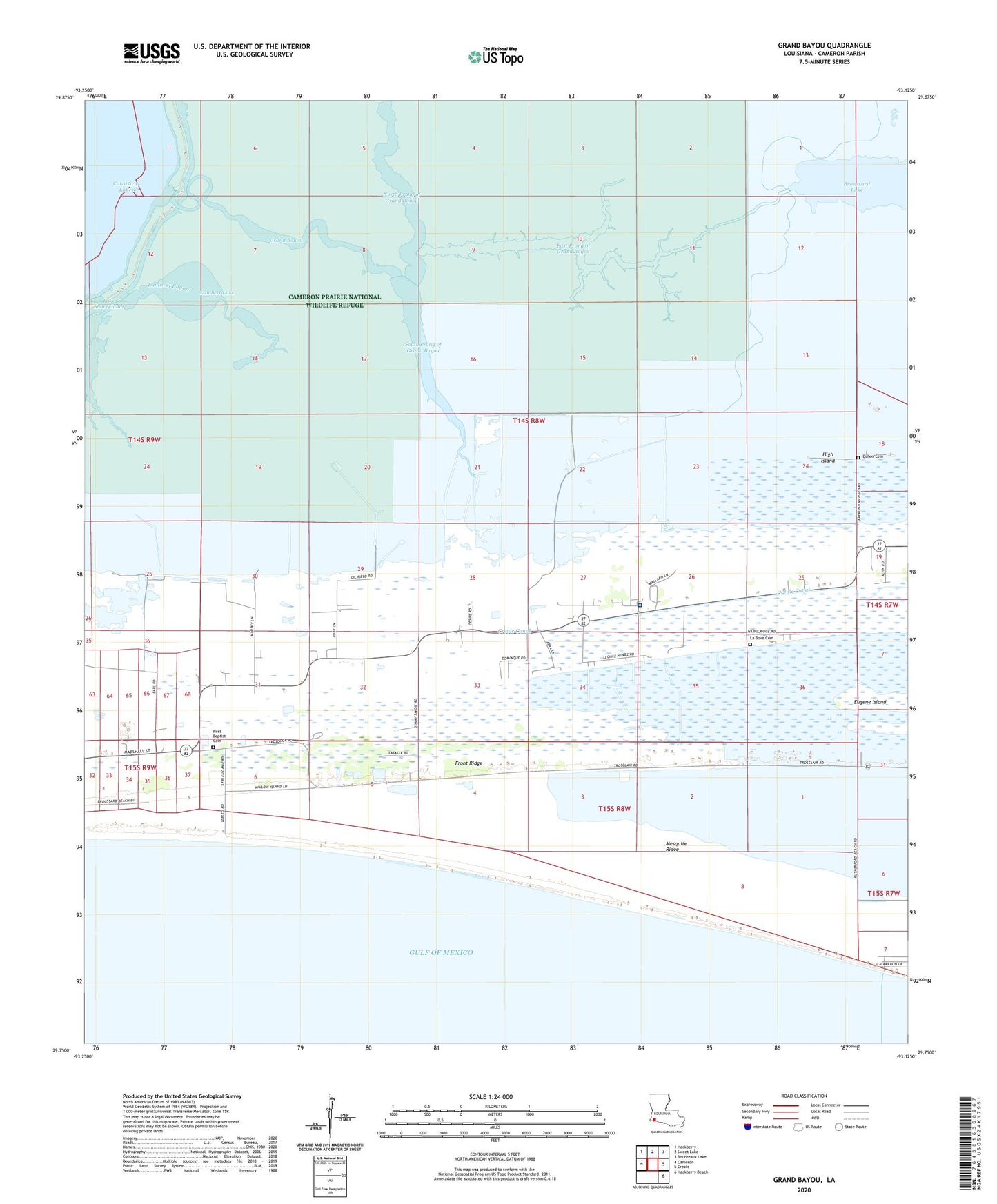 Grand Bayou Louisiana US Topo Map Image