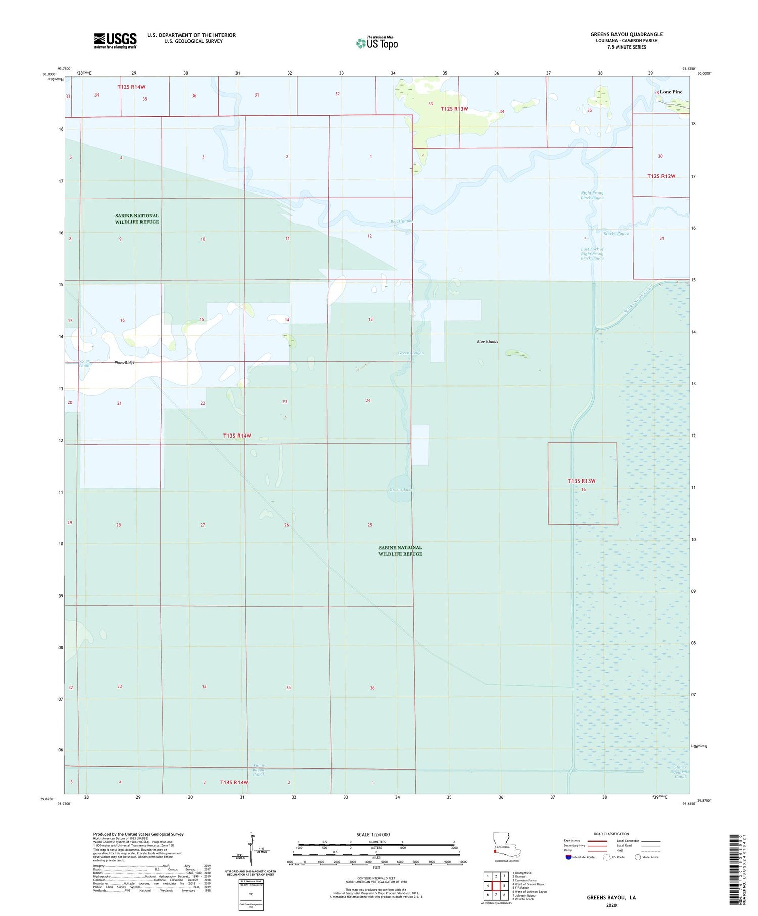 Greens Bayou Louisiana US Topo Map Image