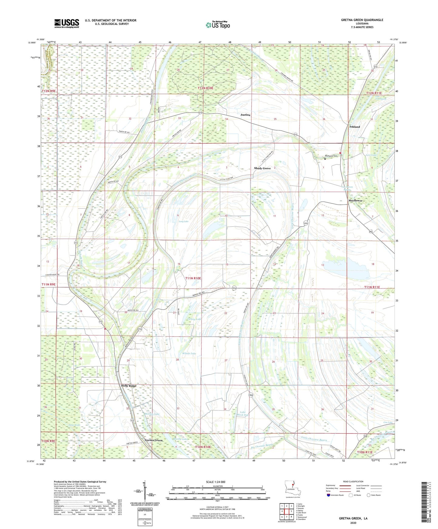 Gretna Green Louisiana US Topo Map Image