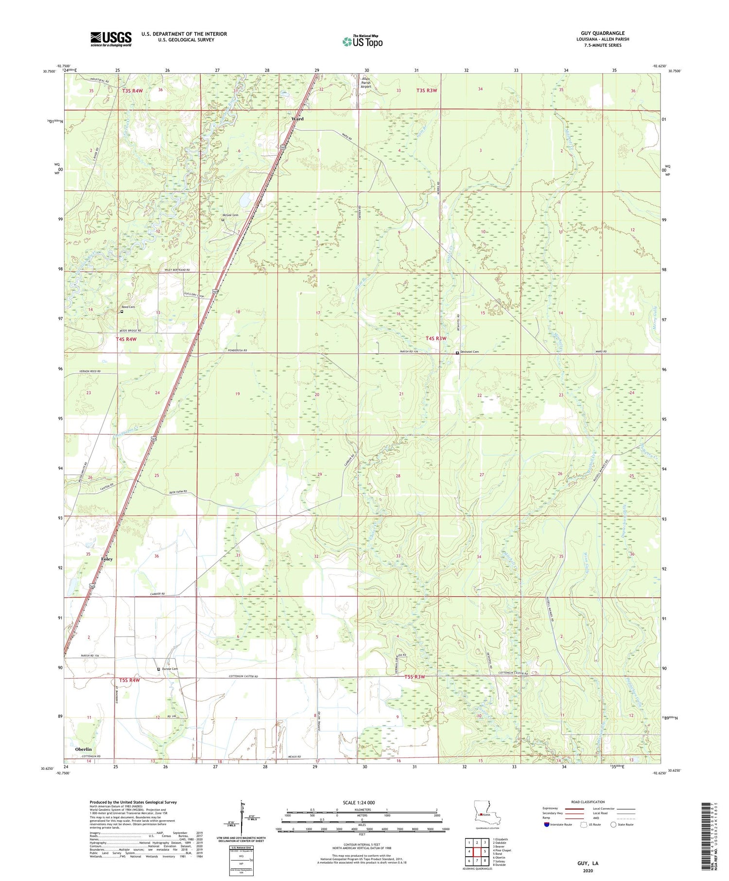 Guy Louisiana US Topo Map Image