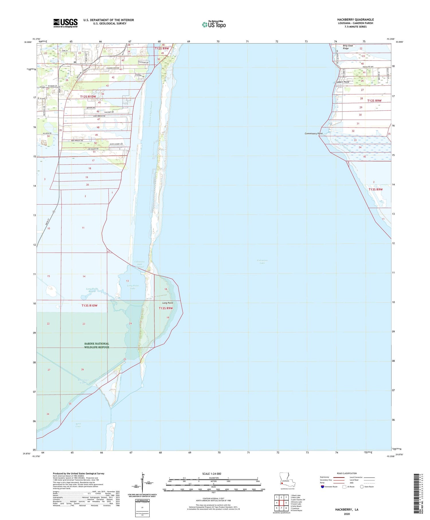 Hackberry Louisiana US Topo Map Image