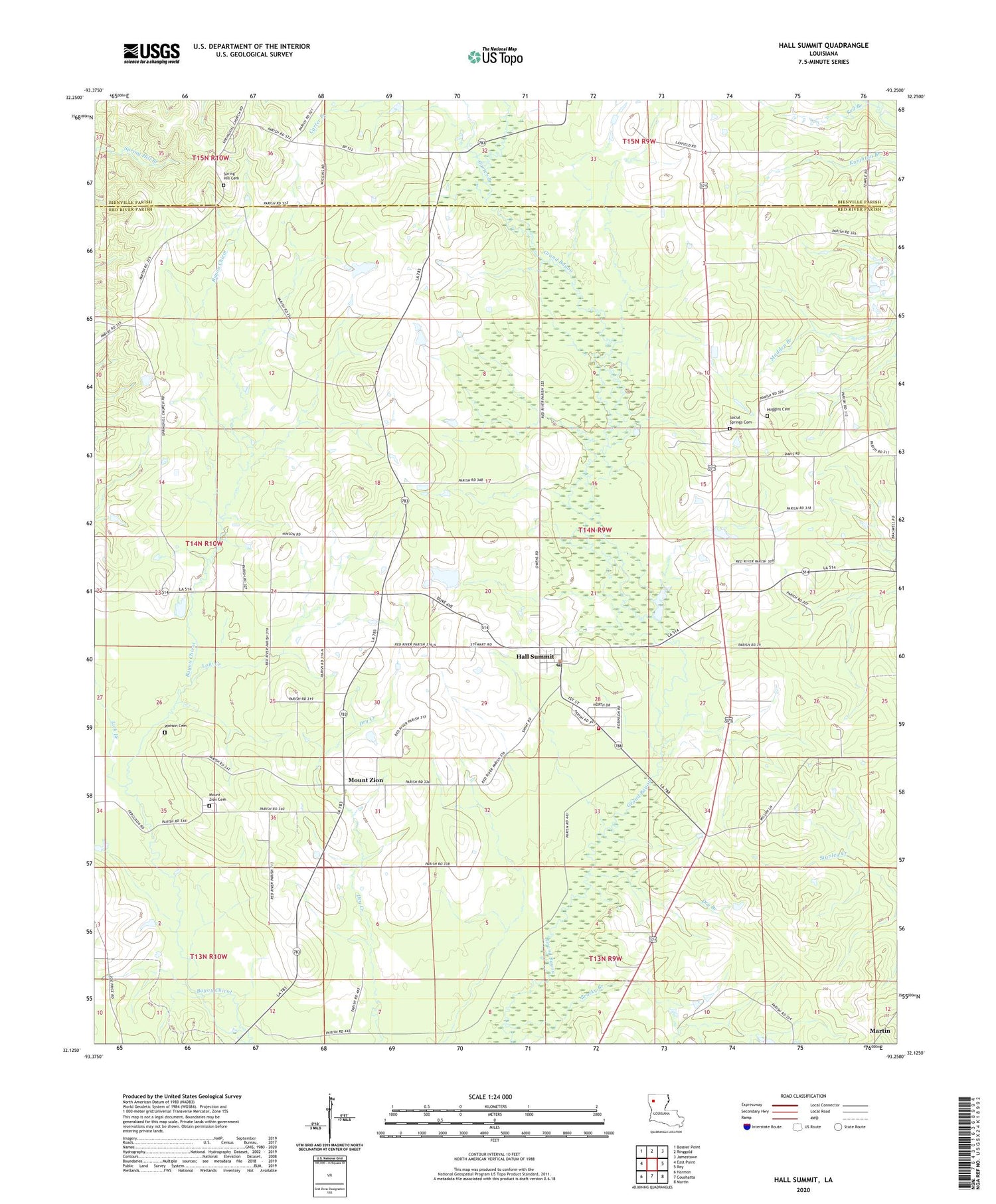 Hall Summit Louisiana US Topo Map Image