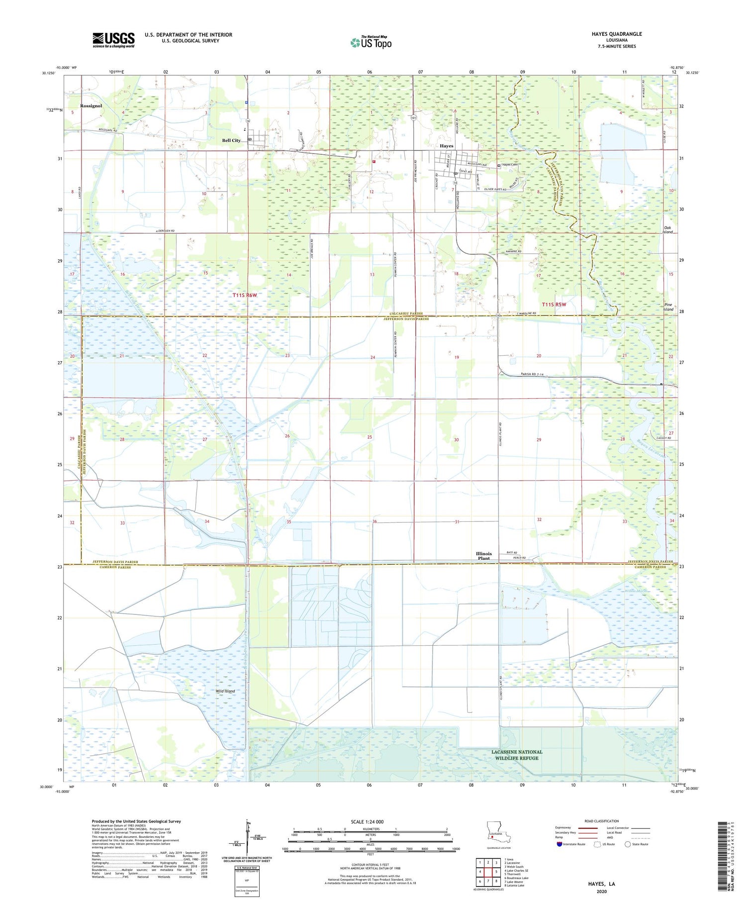Hayes Louisiana US Topo Map Image