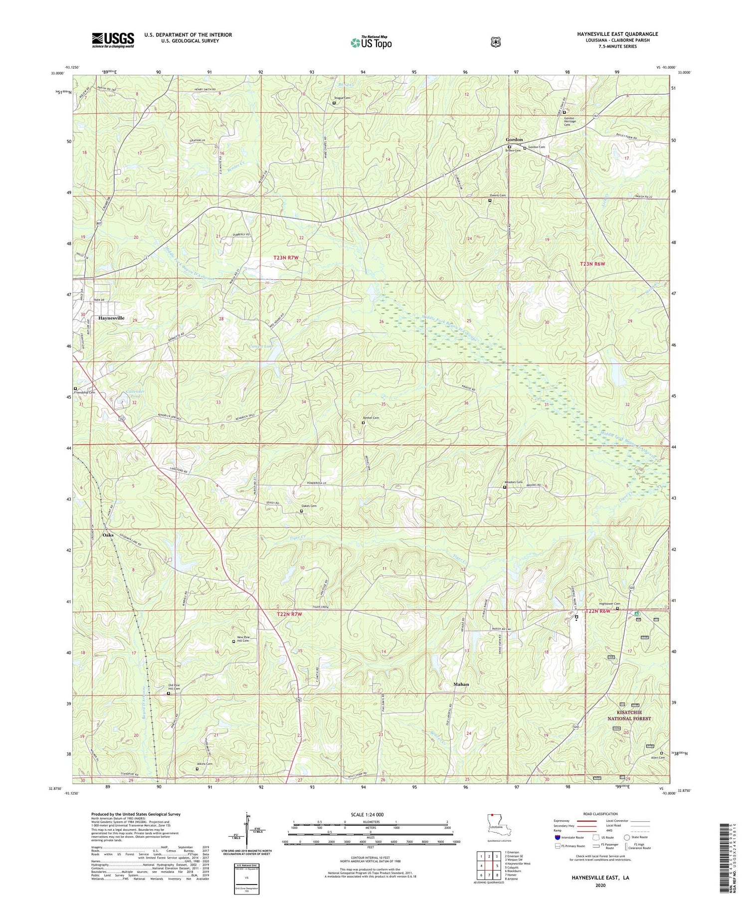 Haynesville East Louisiana US Topo Map Image