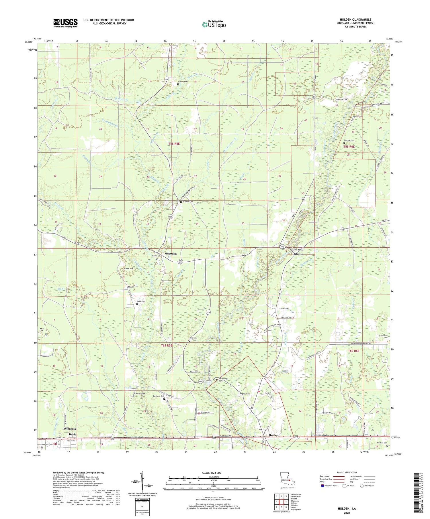 Holden Louisiana US Topo Map Image
