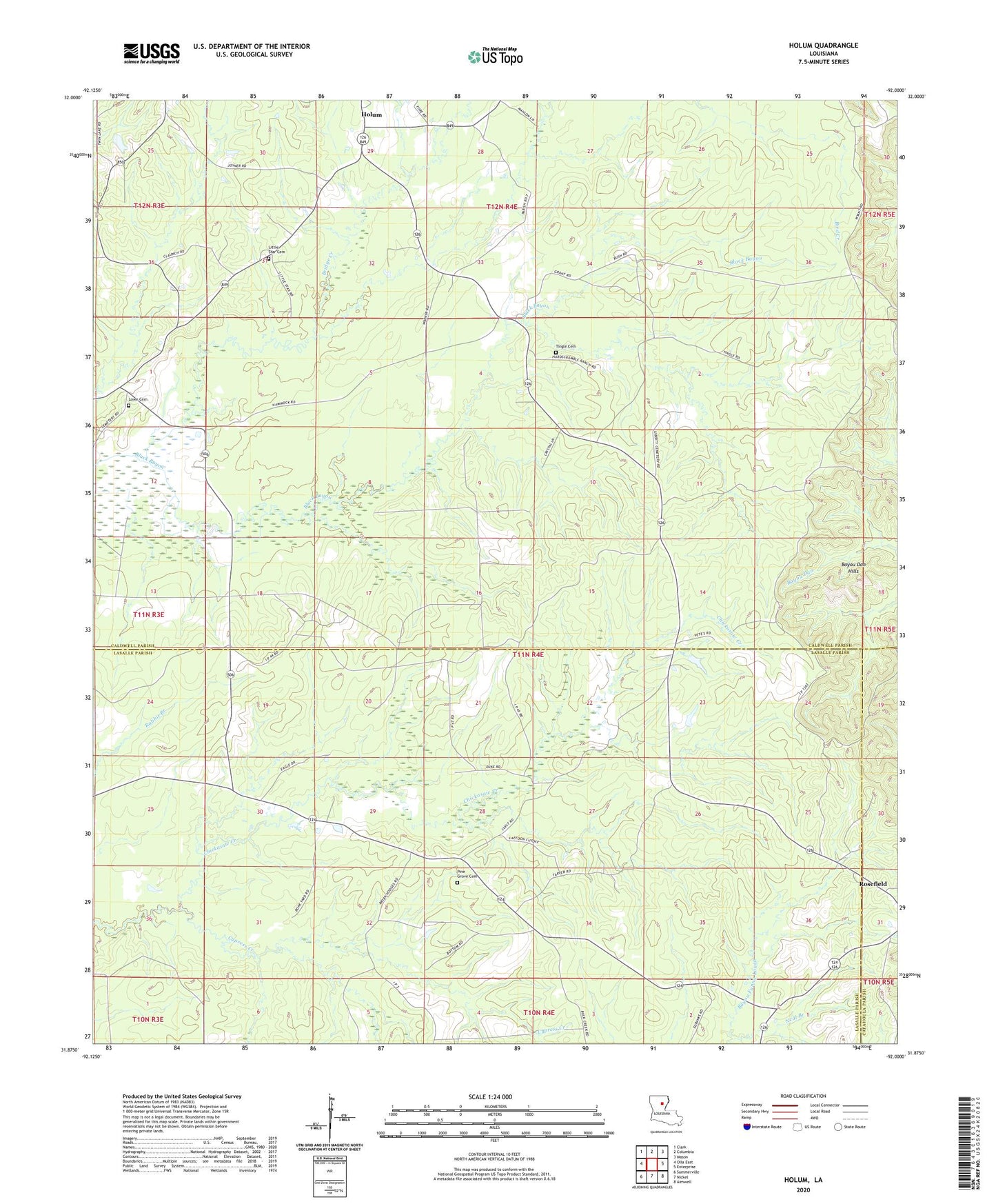 Holum Louisiana US Topo Map Image