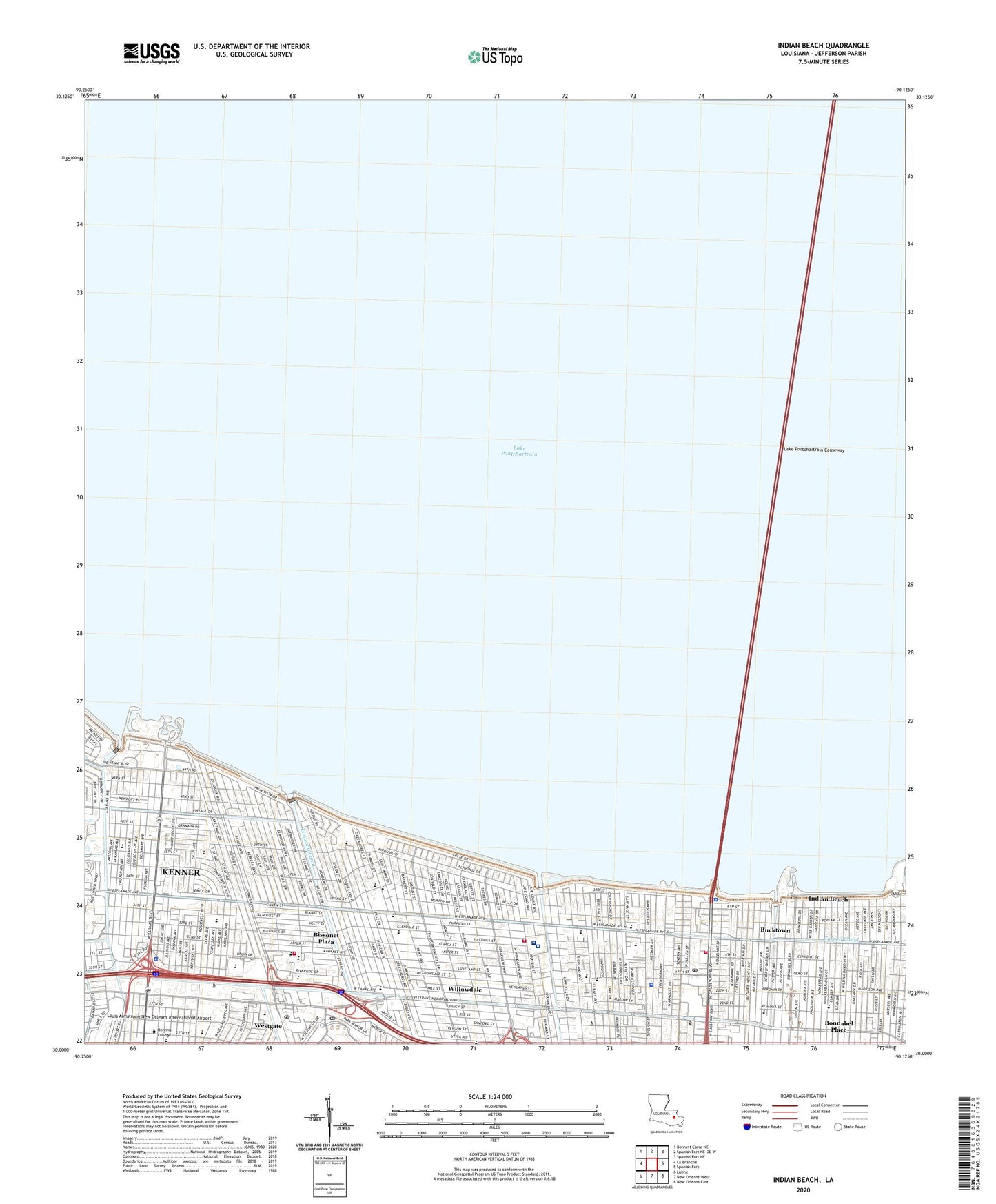 Indian Beach Louisiana US Topo Map Image