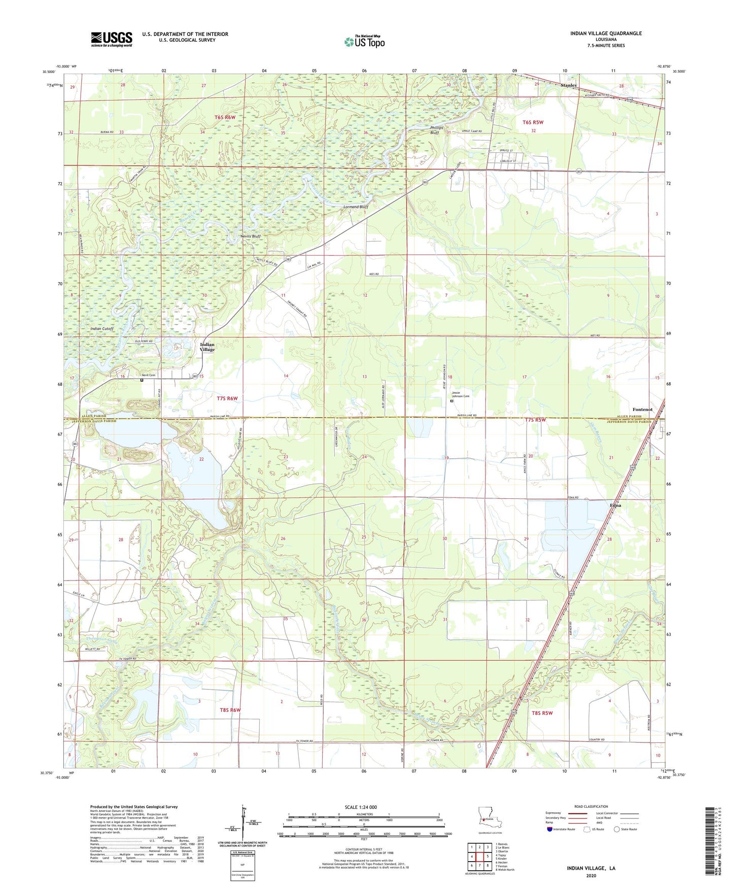 Indian Village Louisiana US Topo Map Image