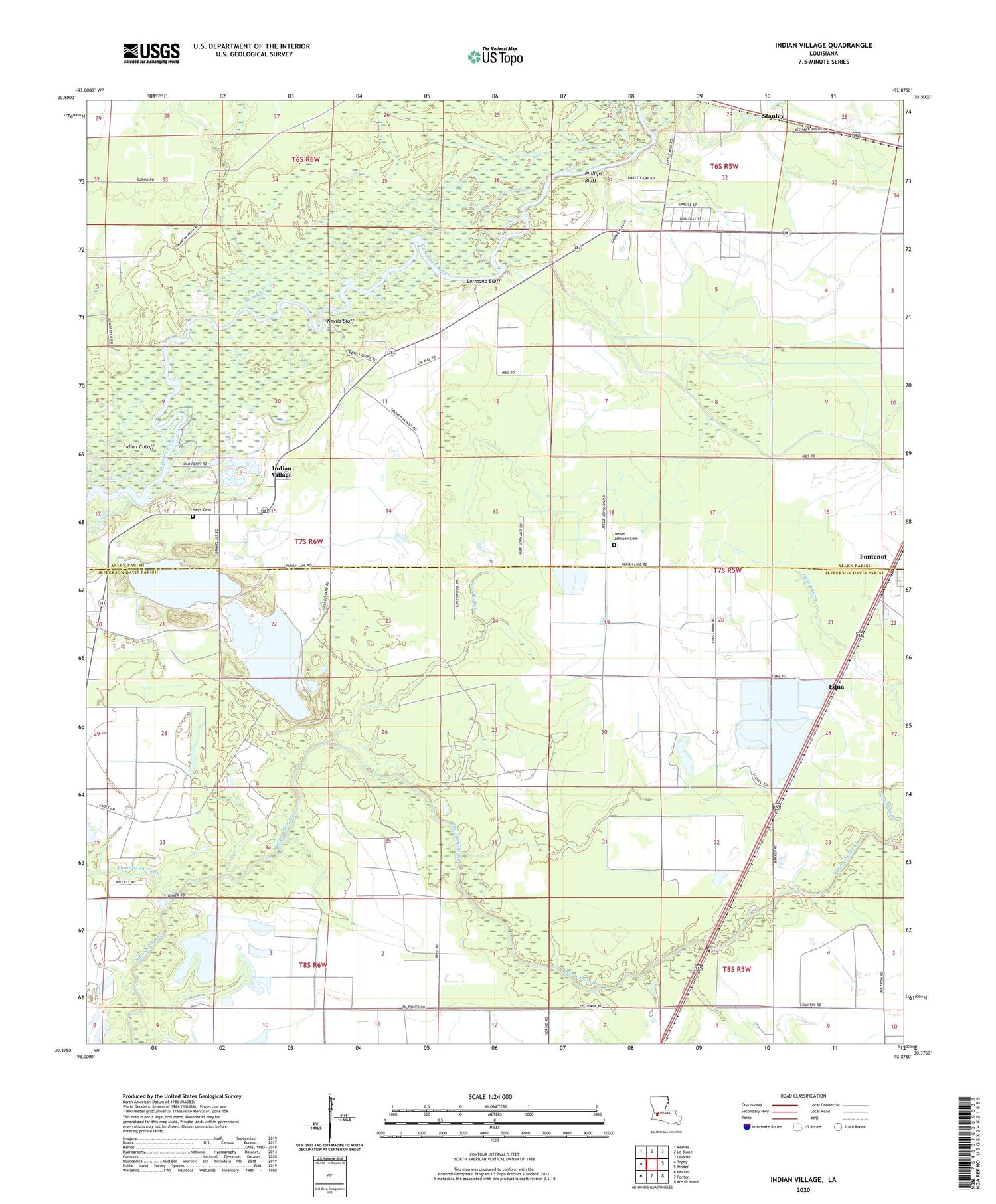 Indian Village Louisiana US Topo Map Image