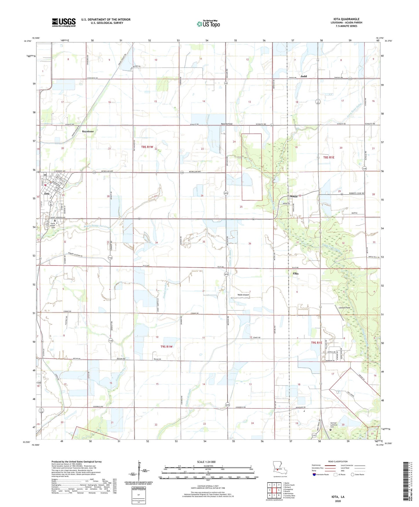 Iota Louisiana US Topo Map Image