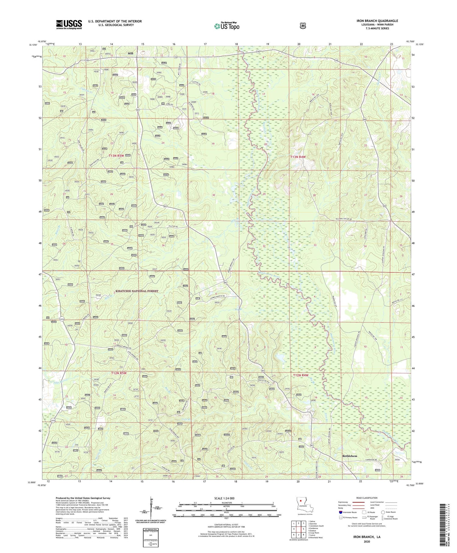 Iron Branch Louisiana US Topo Map Image