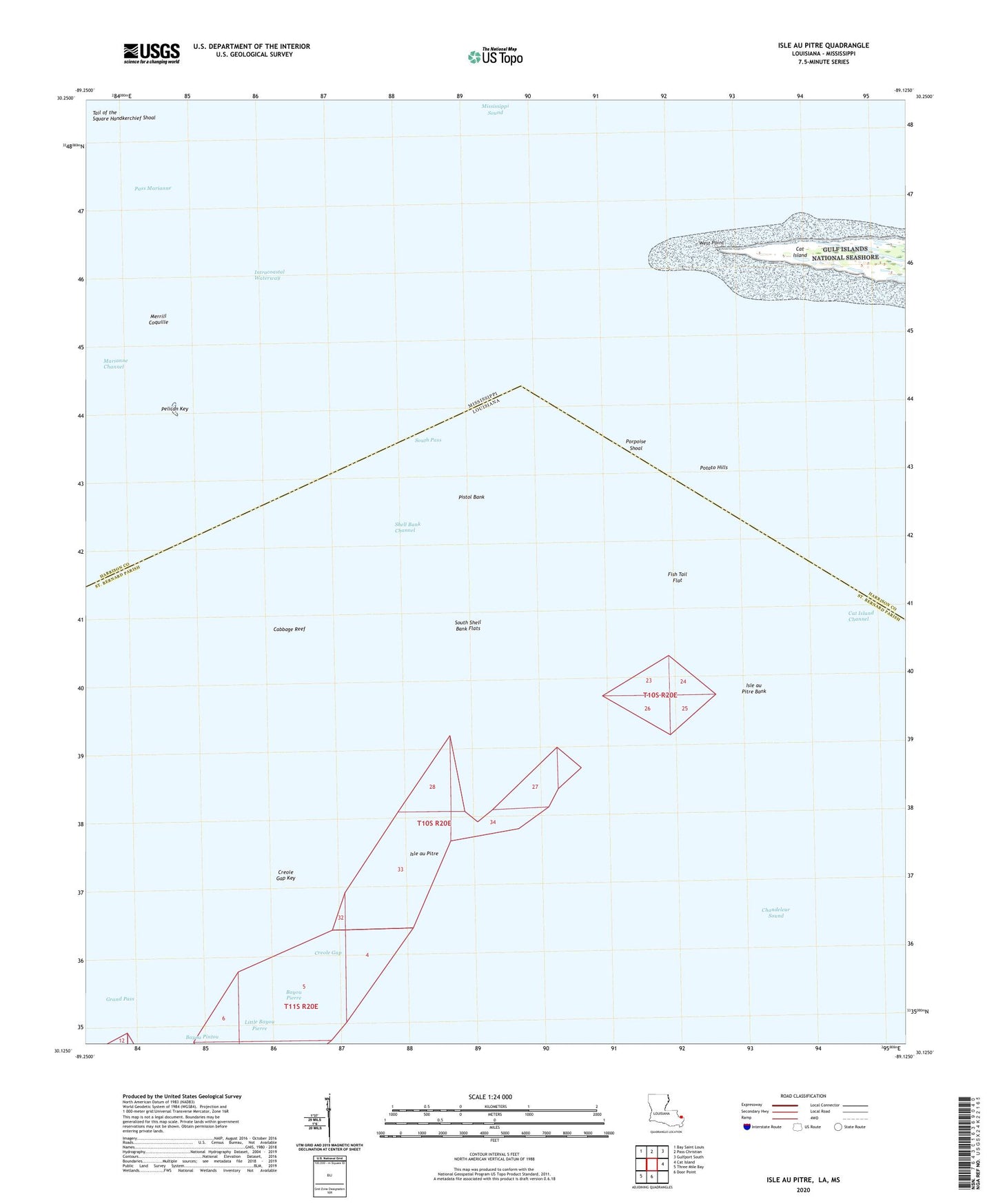Isle au Pitre Louisiana US Topo Map Image