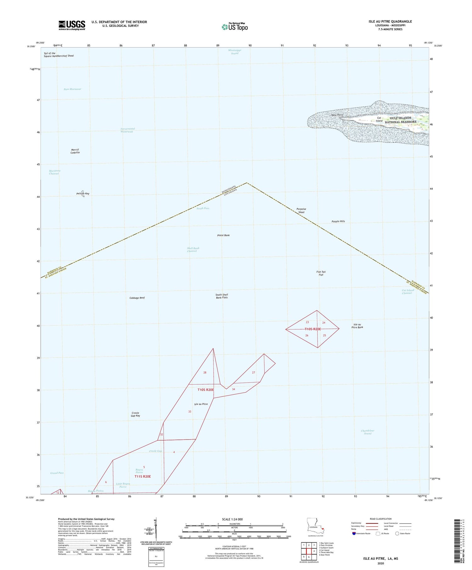 Isle au Pitre Louisiana US Topo Map Image