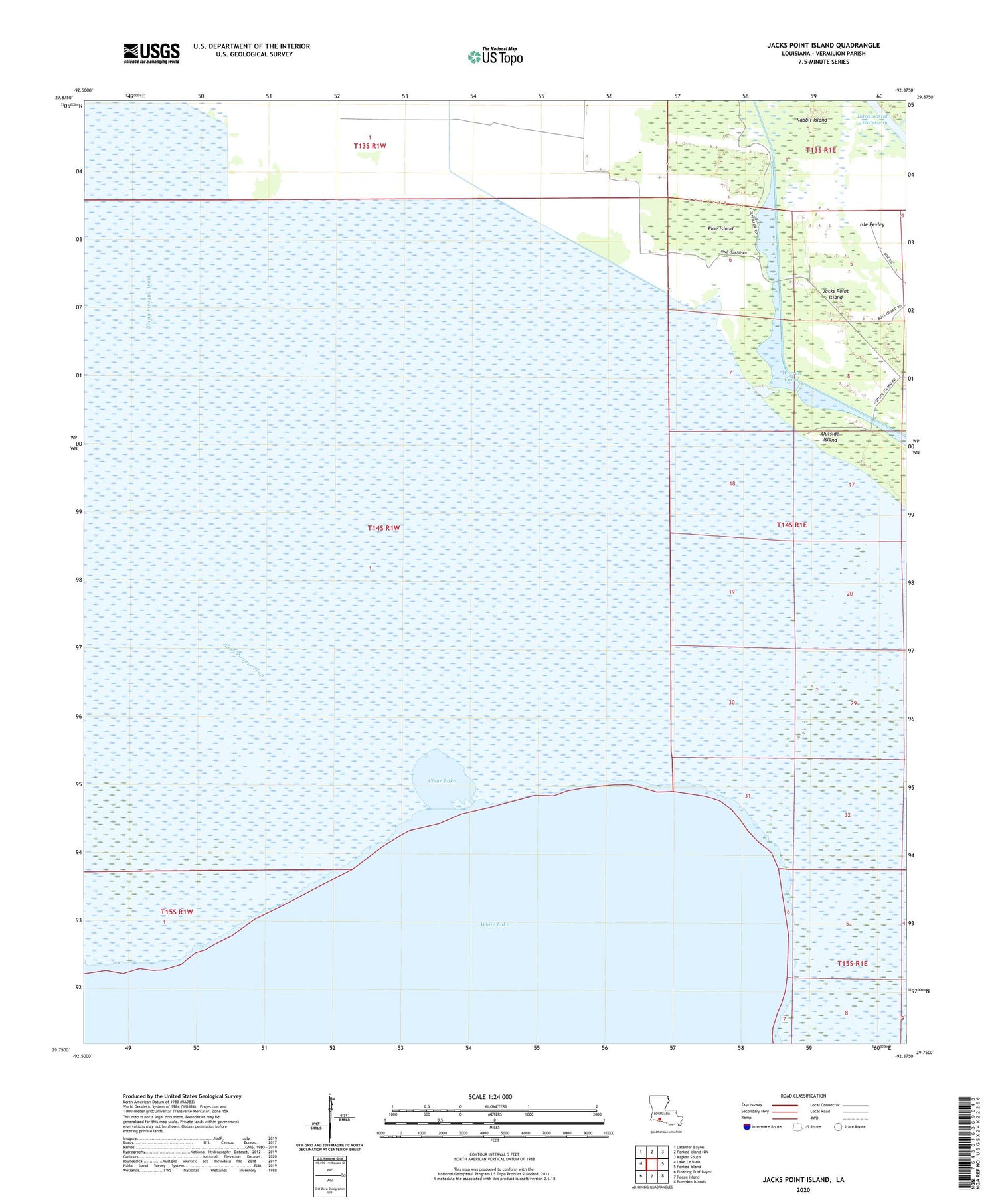 Jacks Point Island Louisiana US Topo Map Image