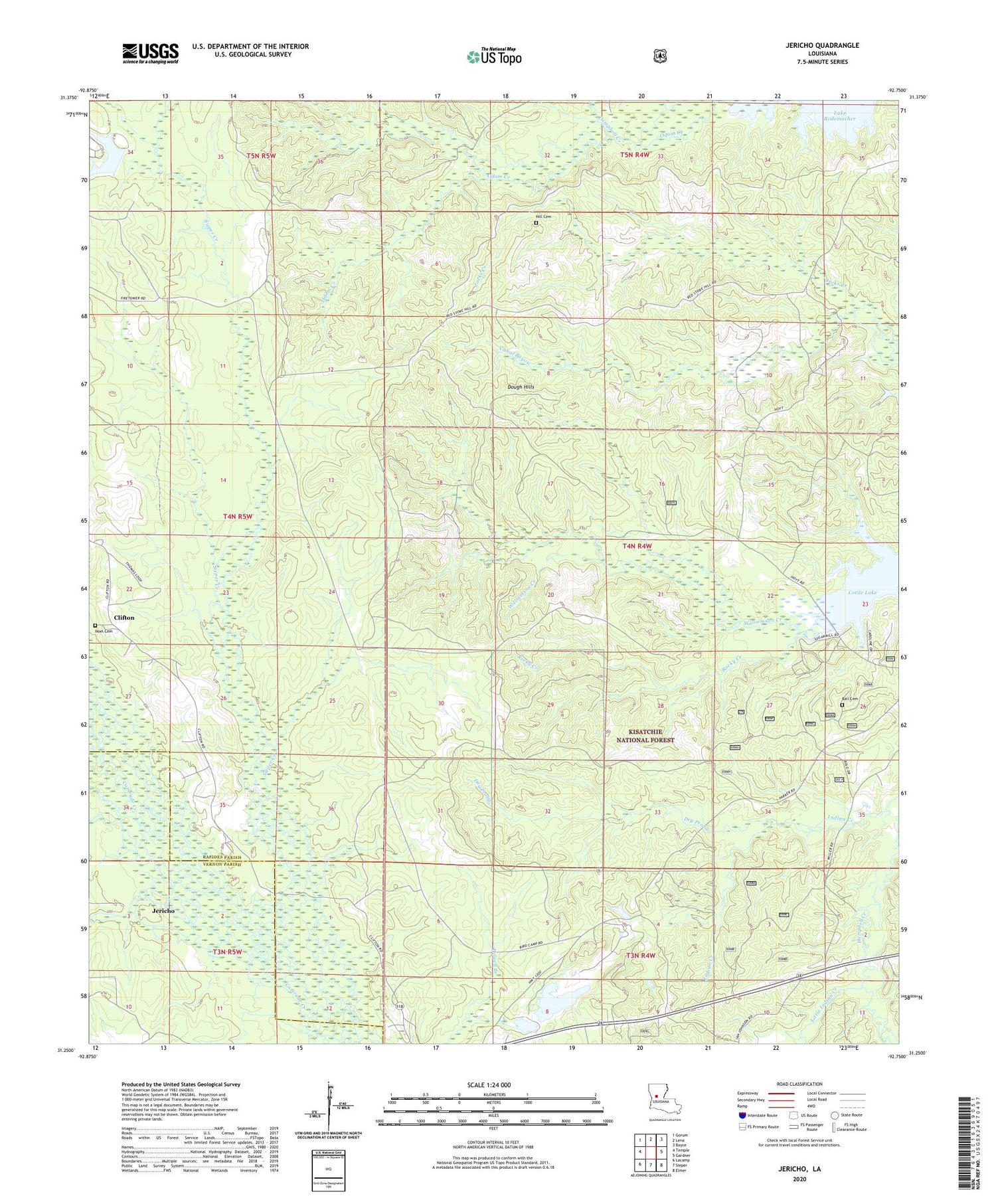 Jericho Louisiana US Topo Map Image