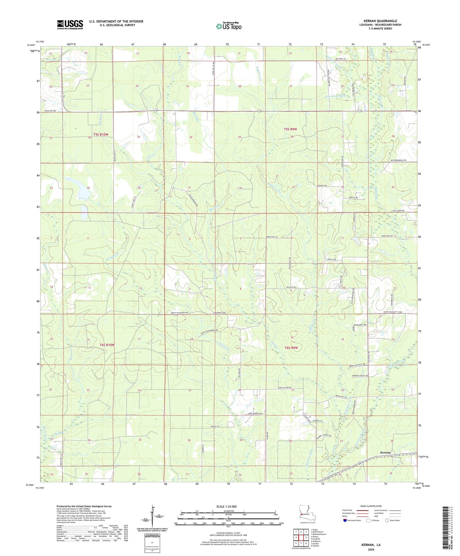 Kernan Louisiana US Topo Map Image