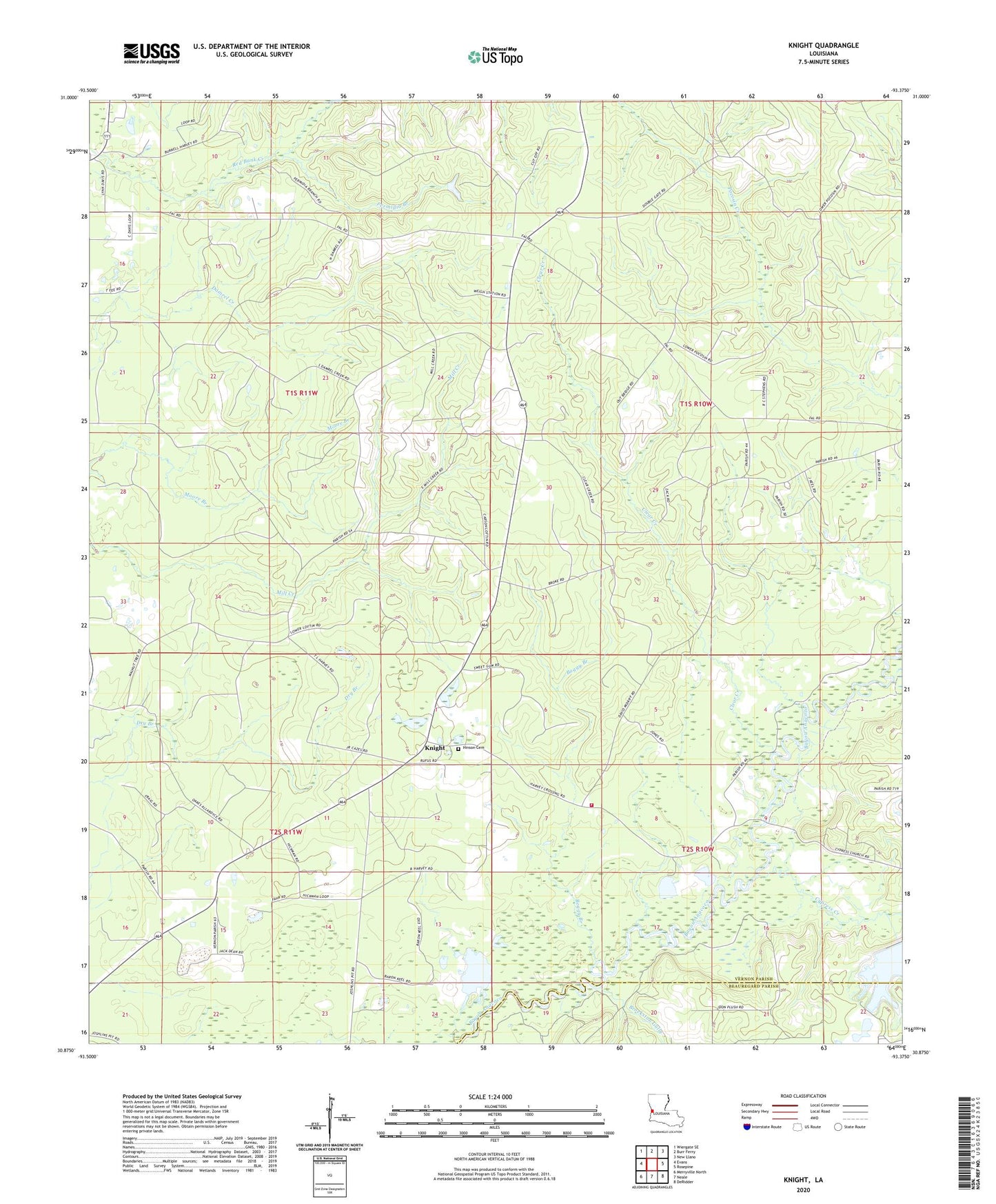 Knight Louisiana US Topo Map Image