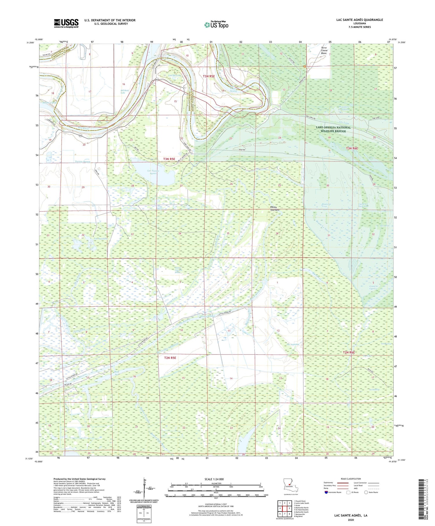 Lac Sainte Agnes Louisiana US Topo Map Image