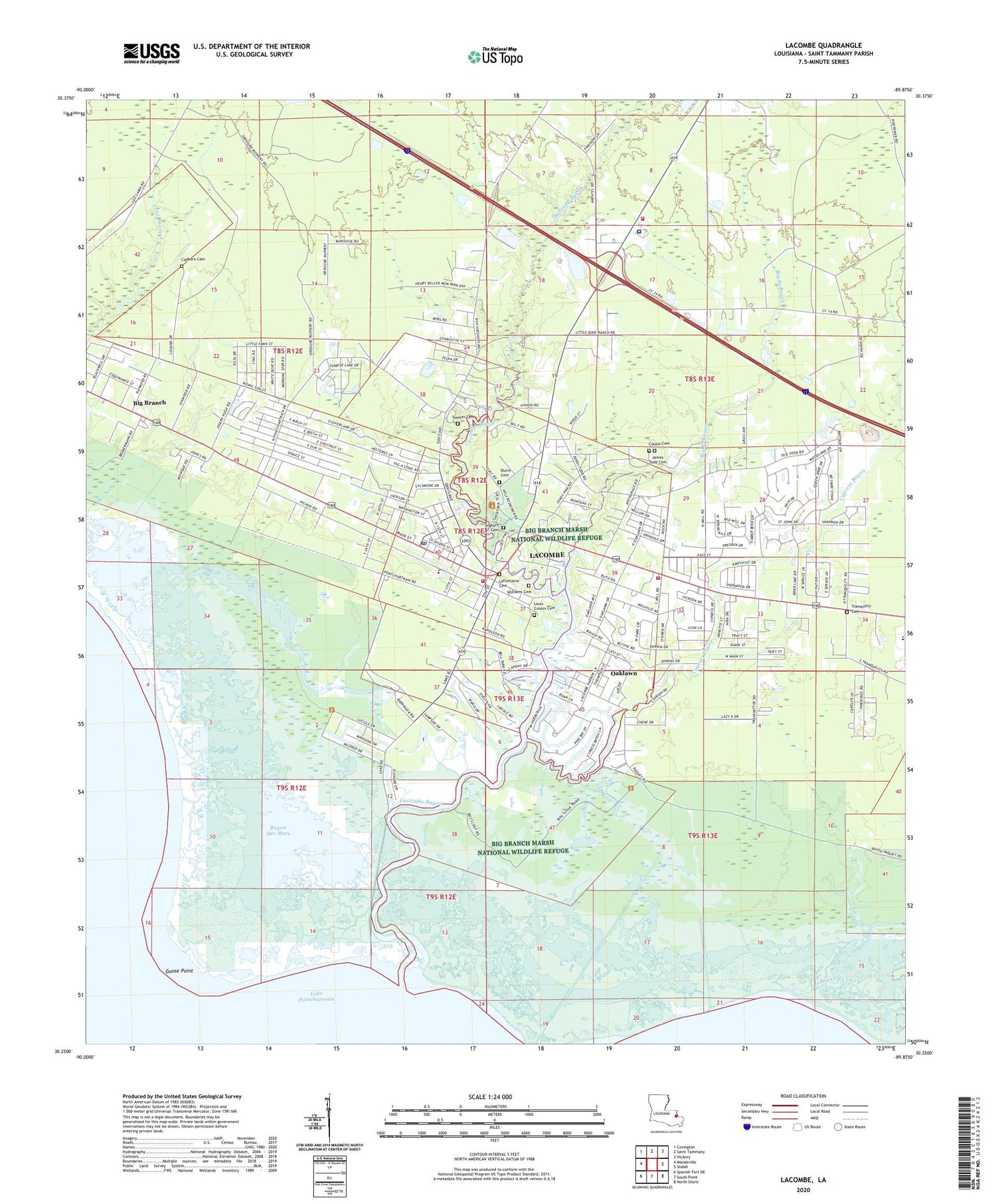 Lacombe Louisiana US Topo Map Image