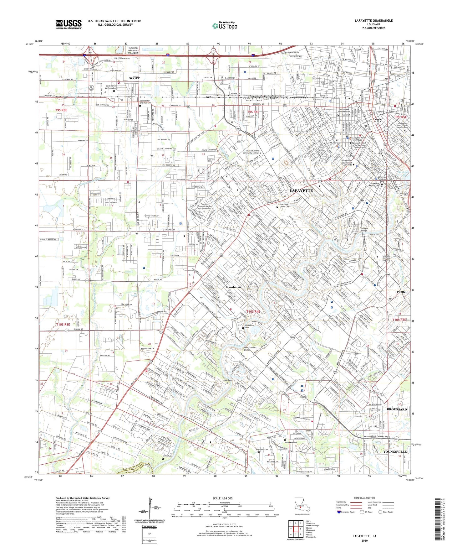 Lafayette Louisiana US Topo Map Image