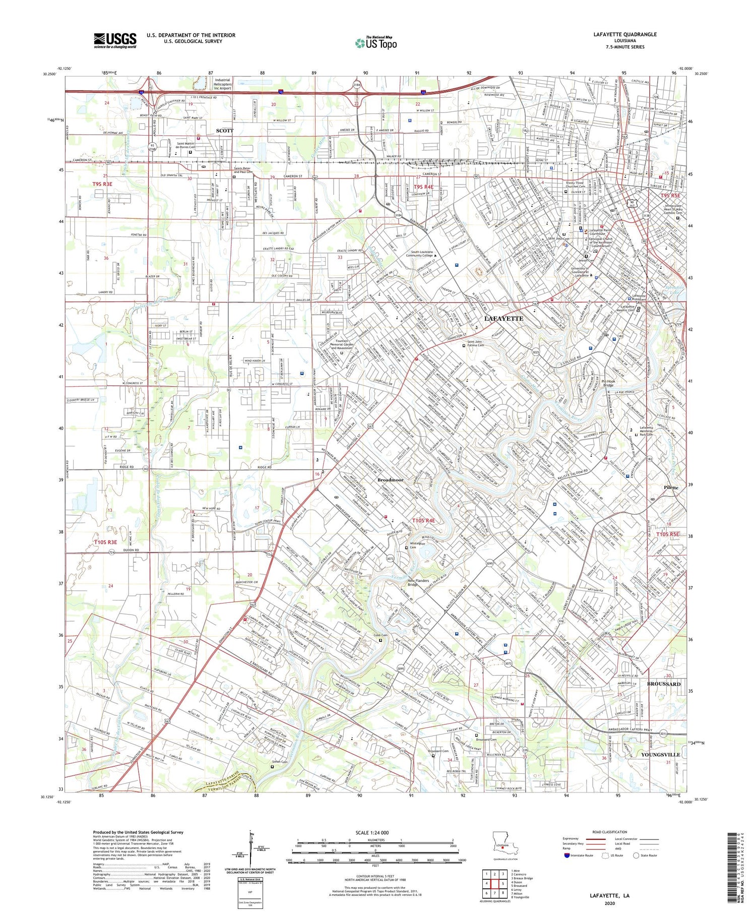 Lafayette Louisiana US Topo Map Image