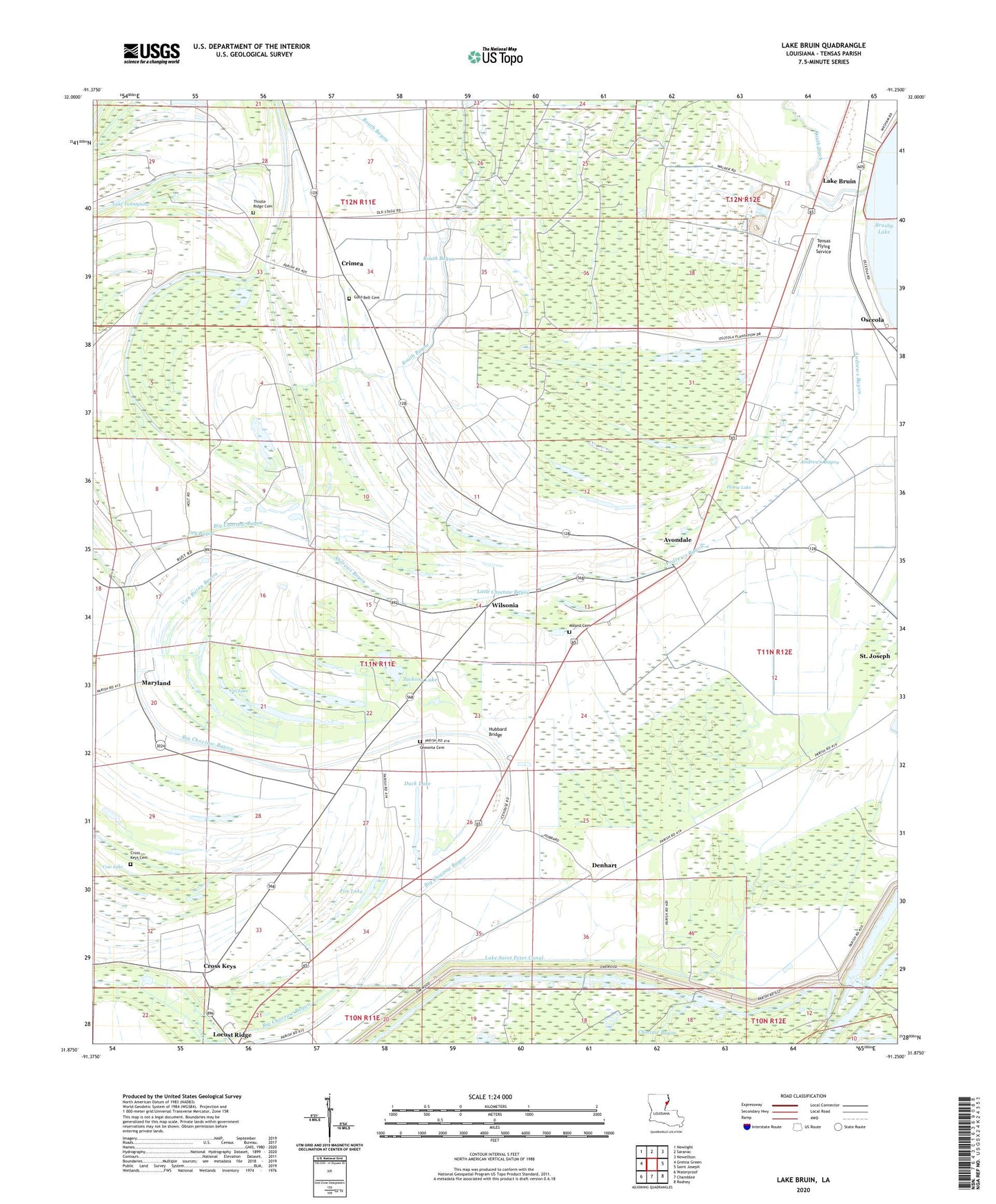 Lake Bruin Louisiana US Topo Map Image