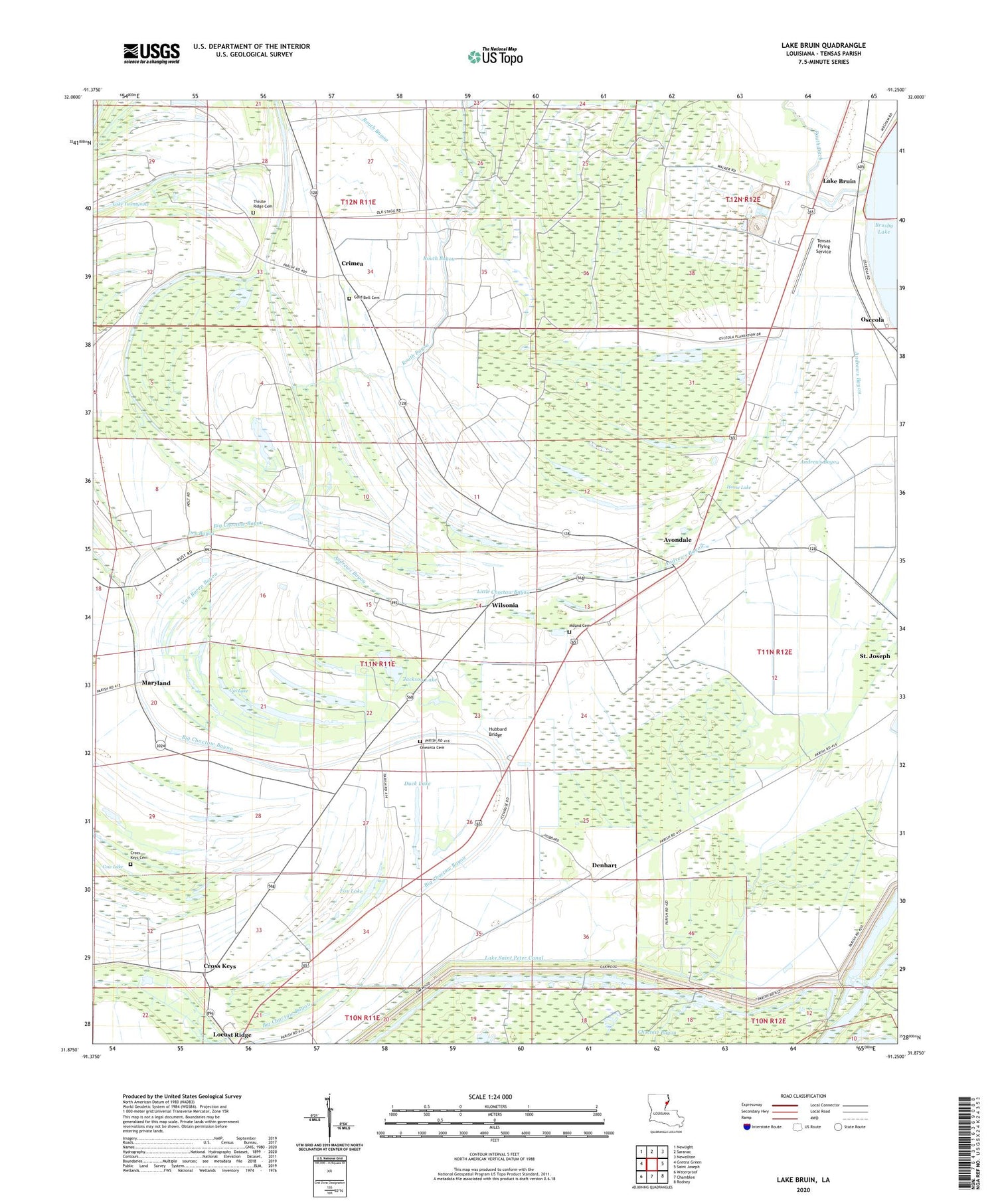 Lake Bruin Louisiana US Topo Map Image