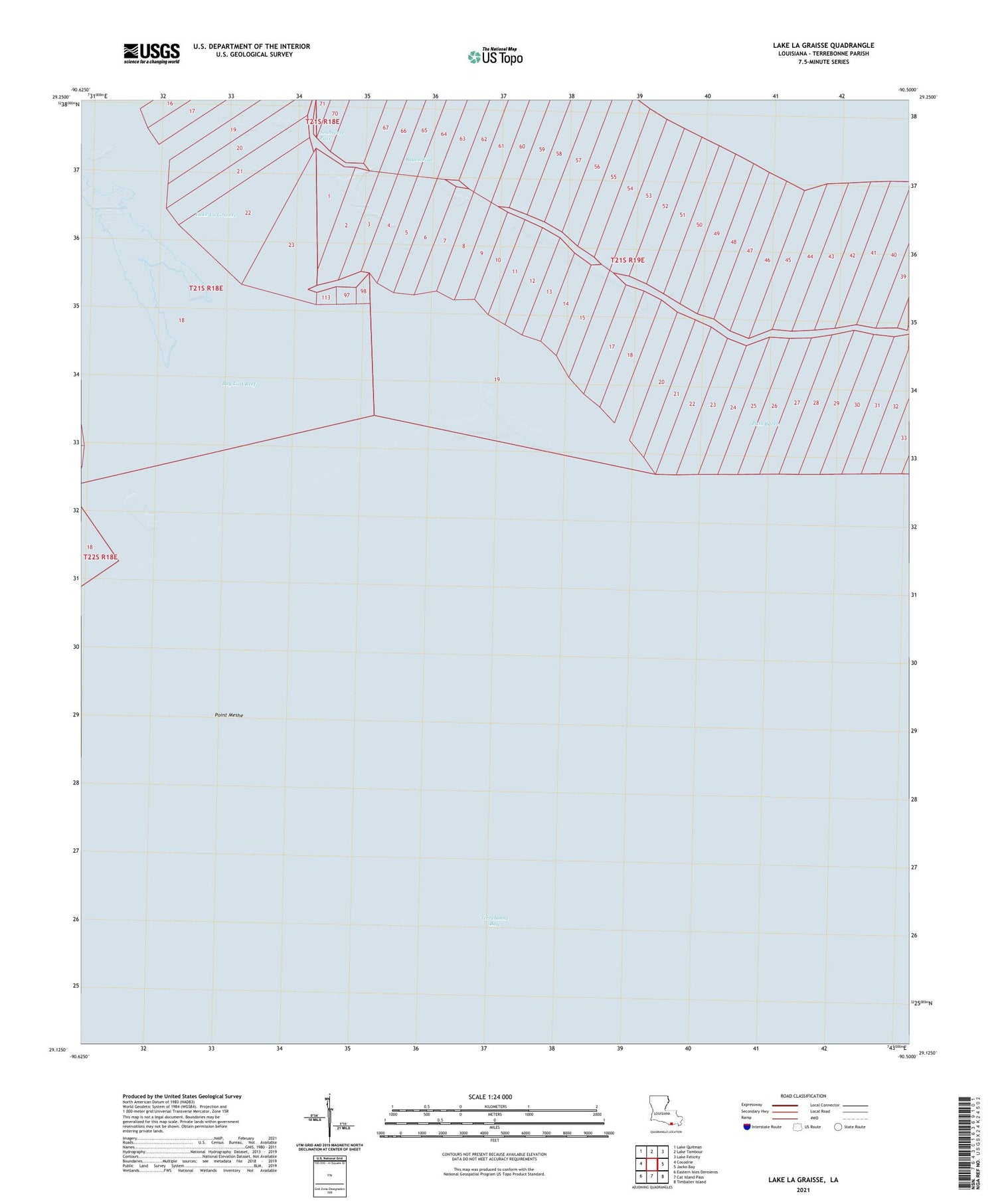 Lake La Graisse Louisiana US Topo Map Image
