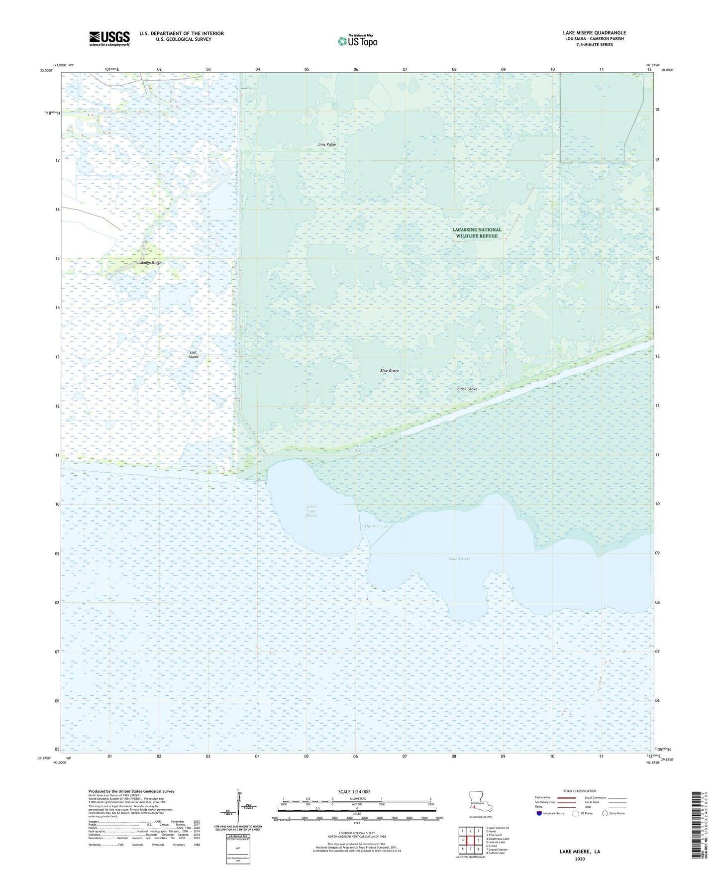 Lake Misere Louisiana US Topo Map Image