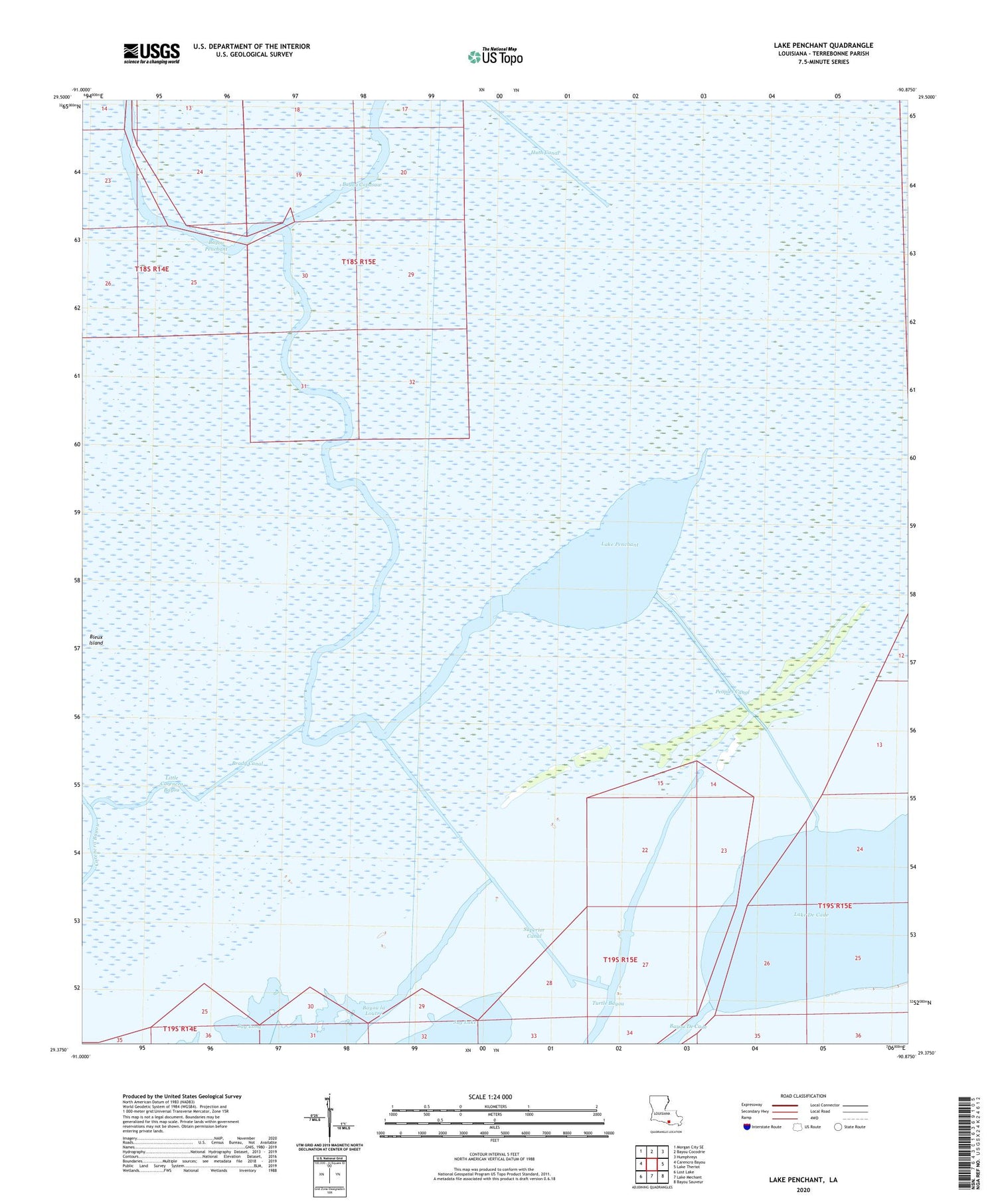 Lake Penchant Louisiana US Topo Map Image