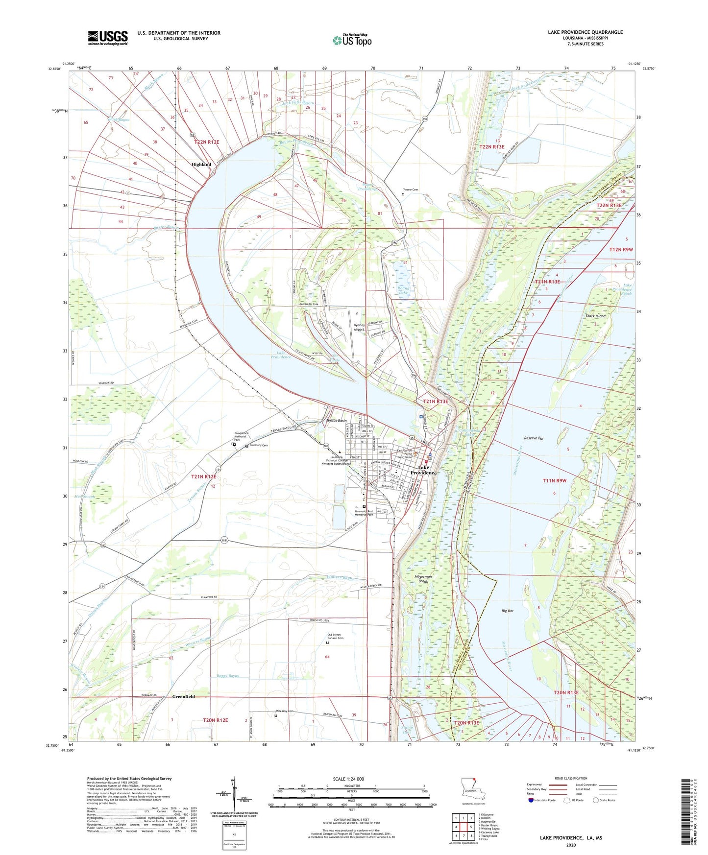 Lake Providence Louisiana US Topo Map Image