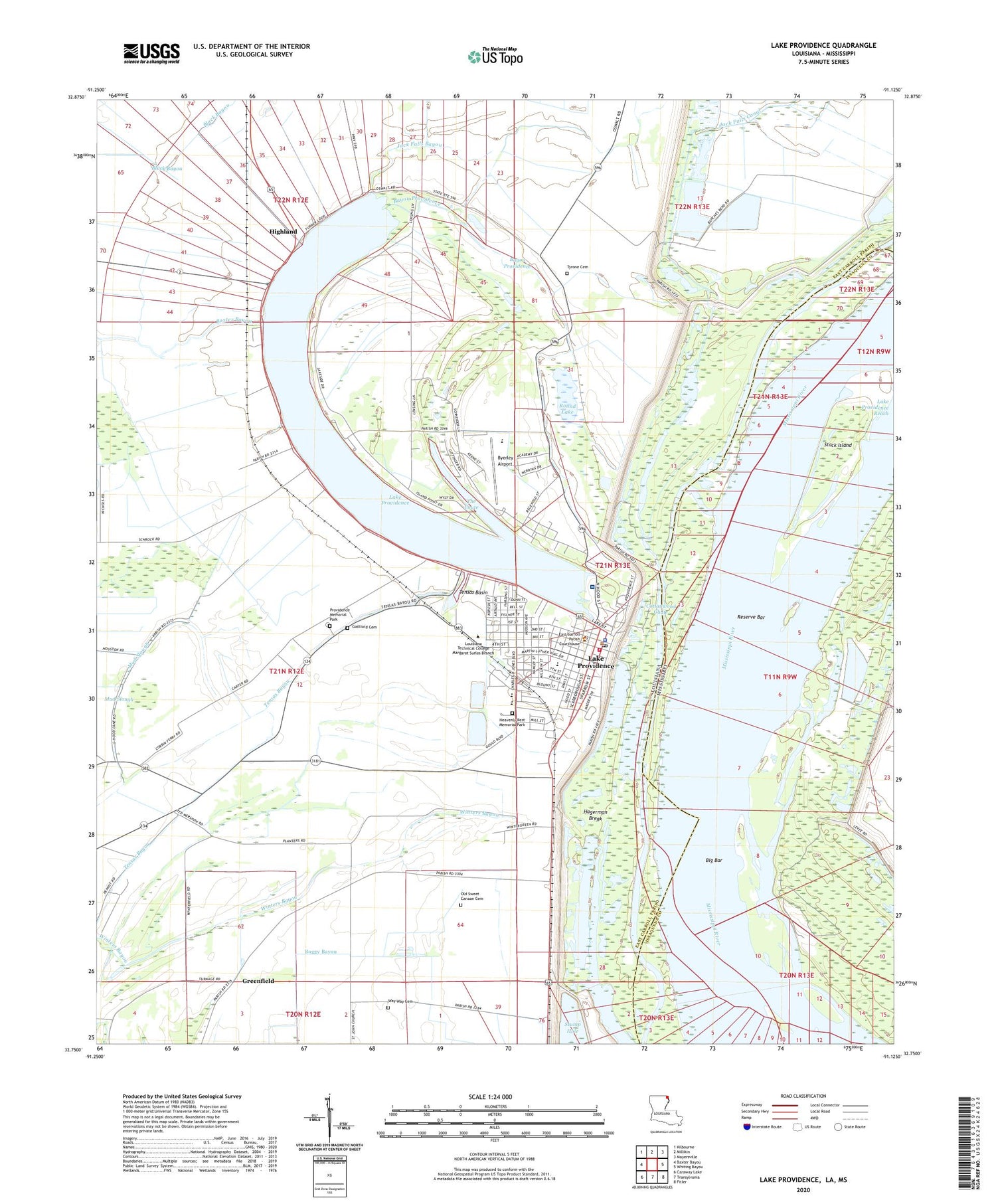Lake Providence Louisiana US Topo Map Image