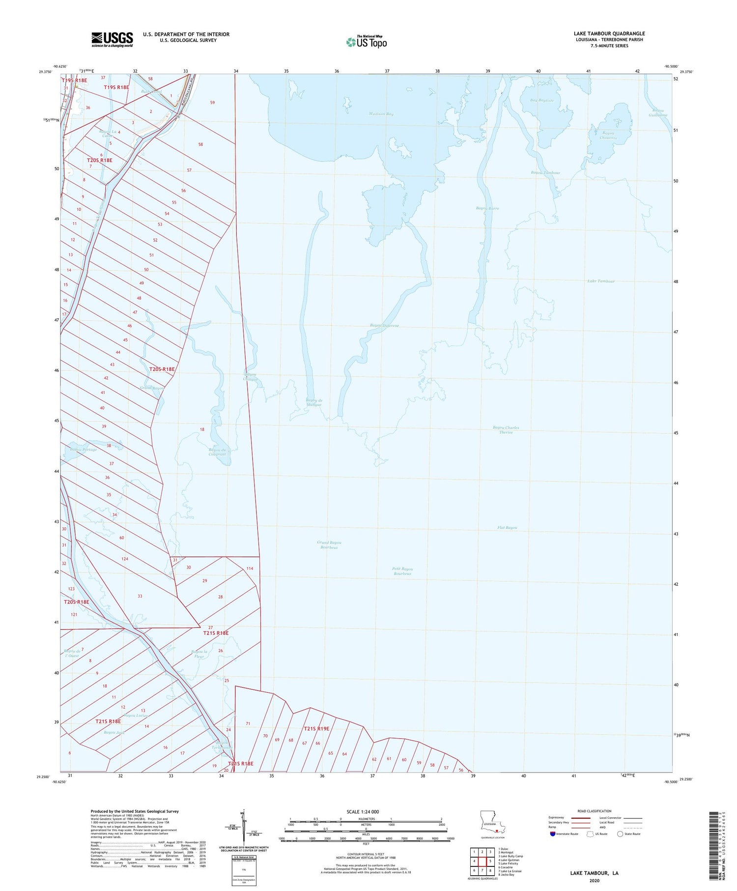 Lake Tambour Louisiana US Topo Map Image
