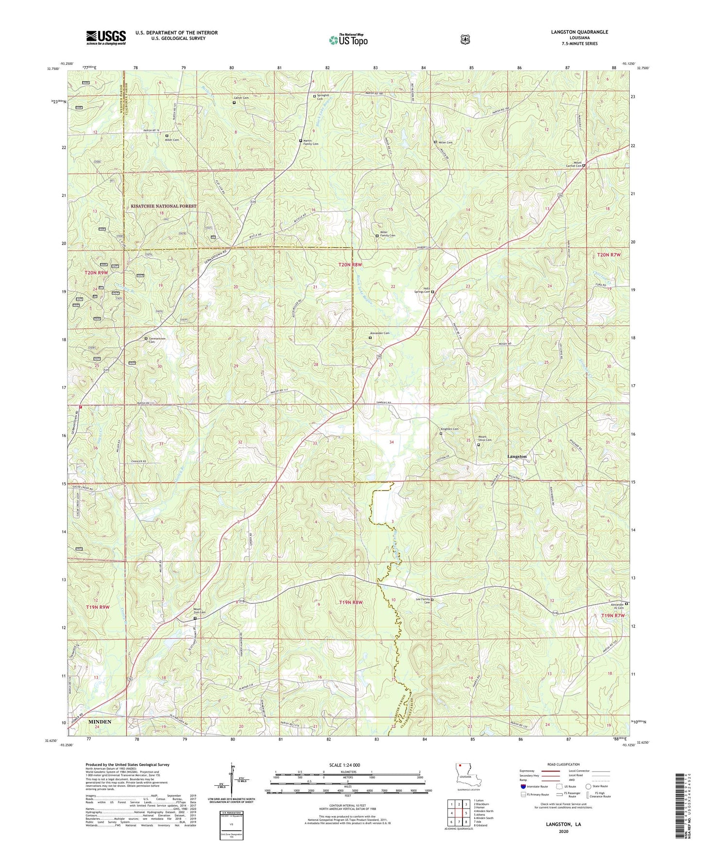 Langston Louisiana US Topo Map Image