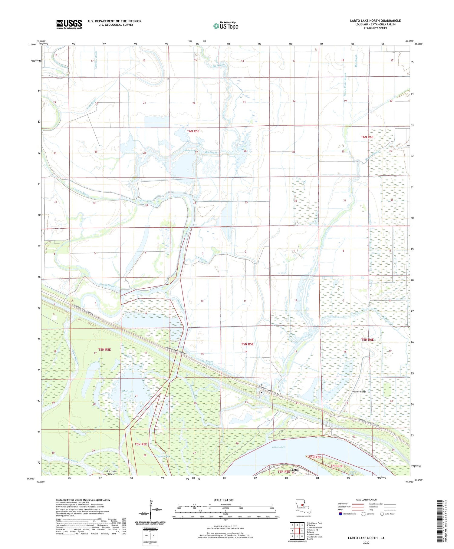 Larto Lake North Louisiana US Topo Map Image