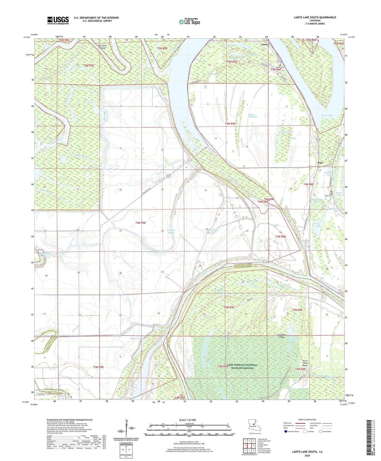 Larto Lake South Louisiana US Topo Map Image