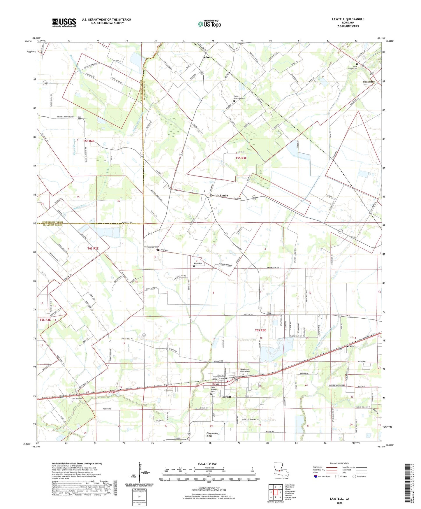 Lawtell Louisiana US Topo Map Image