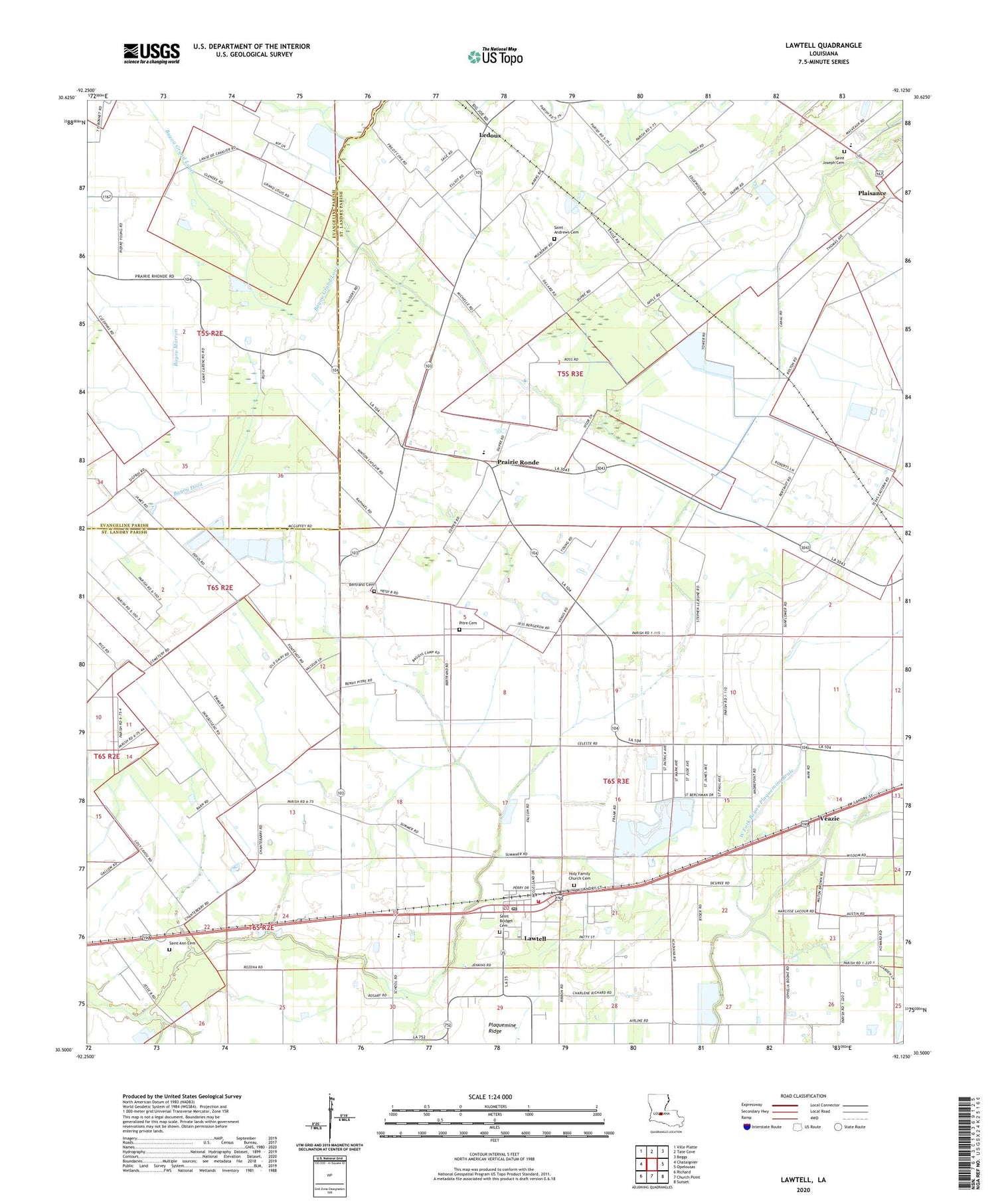 Lawtell Louisiana US Topo Map Image