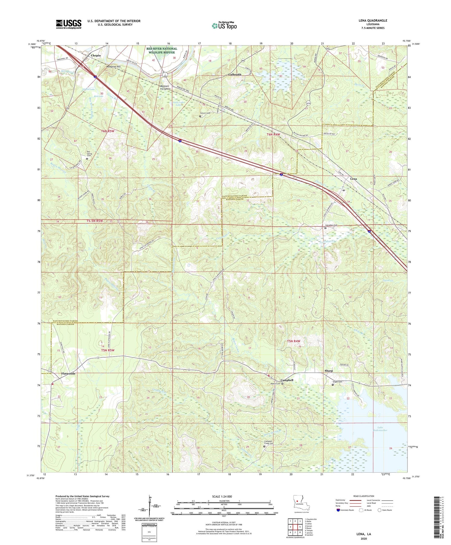 Lena Louisiana US Topo Map Image