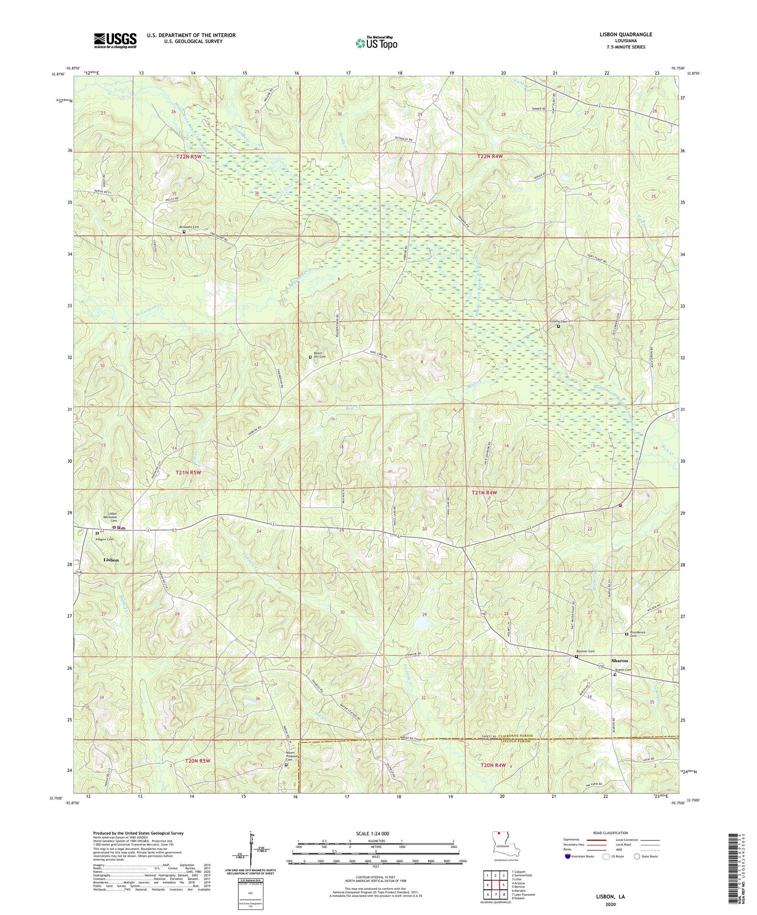 Lisbon Louisiana US Topo Map Image