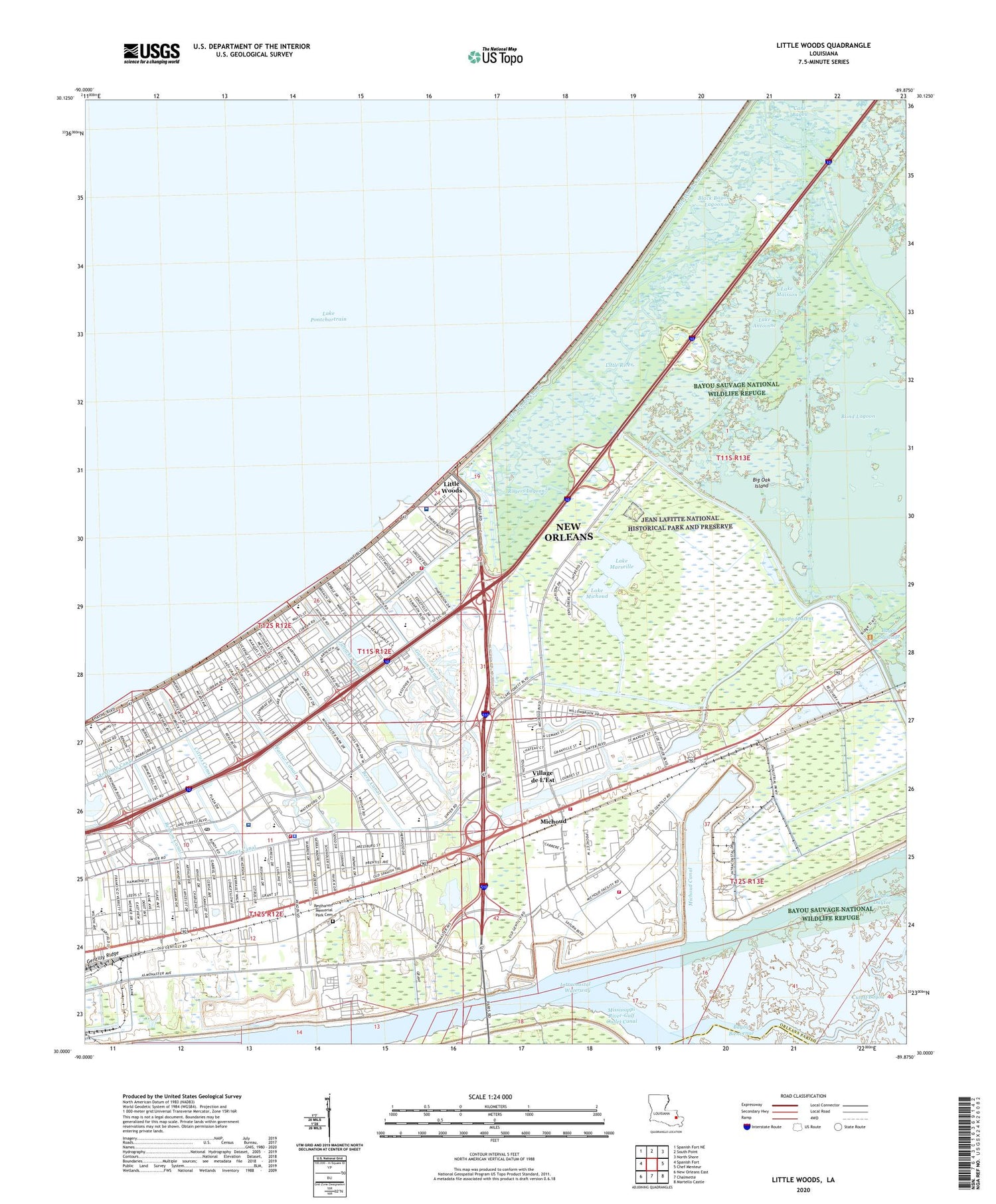 Little Woods Louisiana US Topo Map Image